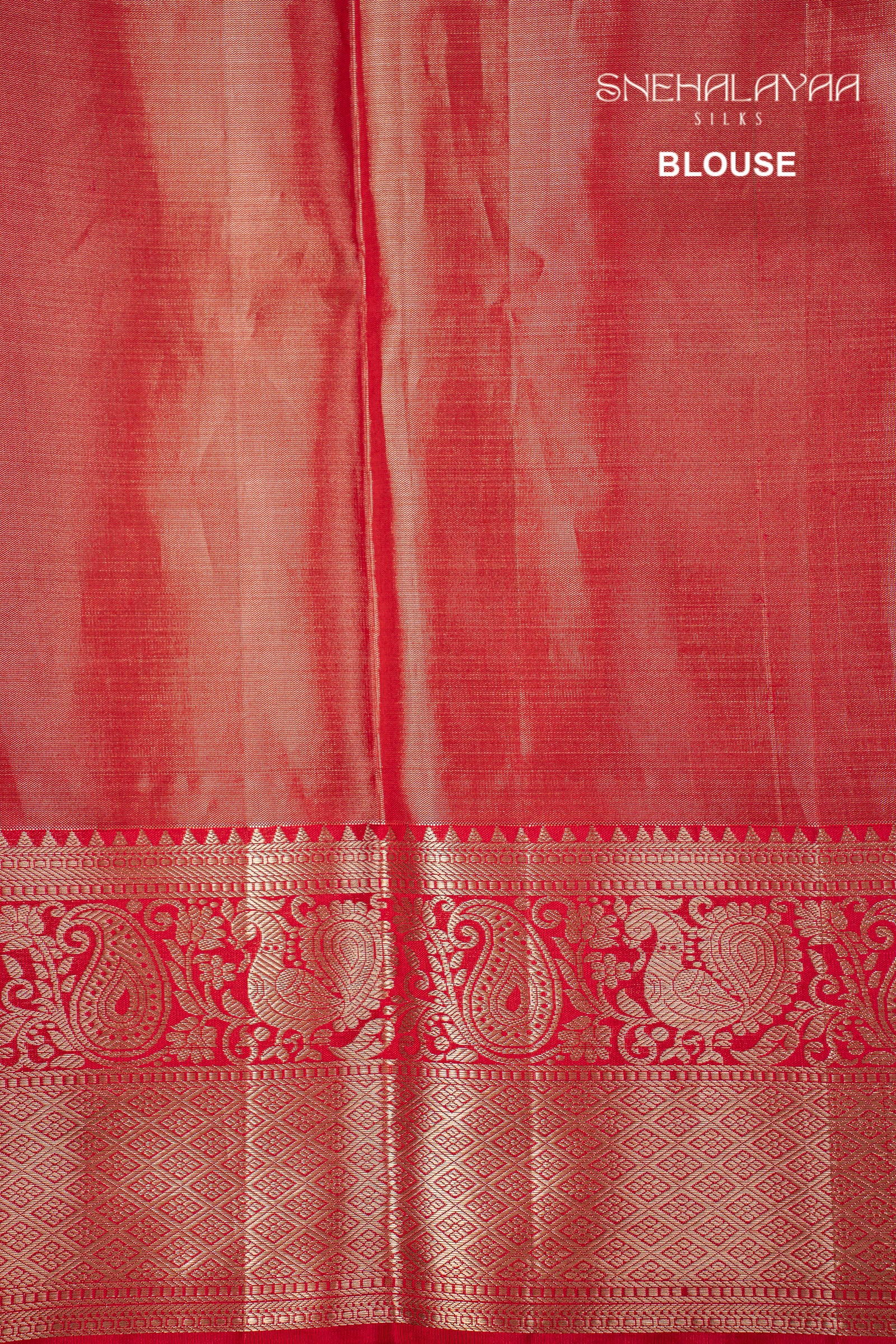 Blush Red Kancheevaram Silk Saree