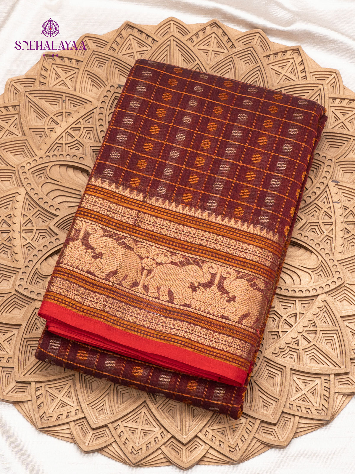 Brown Pure Kanchi Cotton Saree