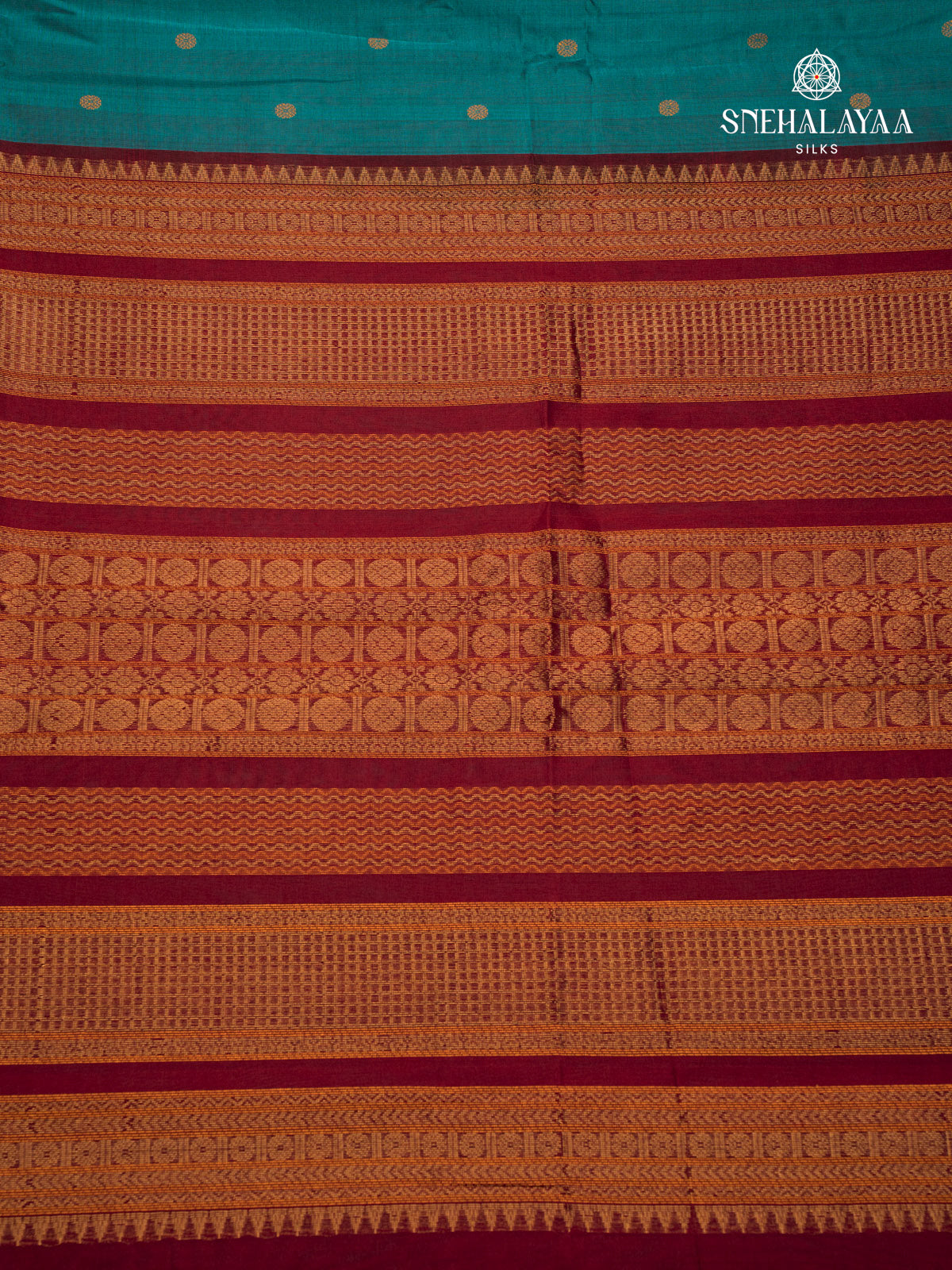 Teal Green Kanchi Silk Cotton Saree