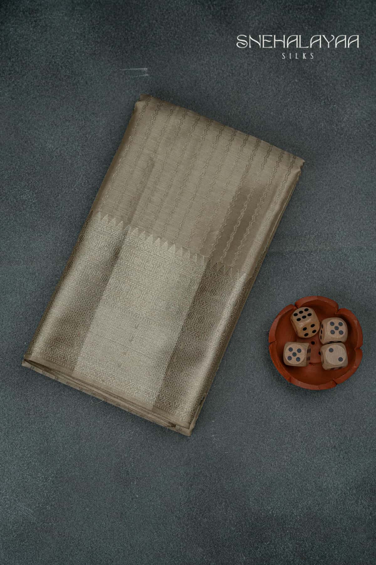 Beige Kancheevaram Tissue Silk Saree