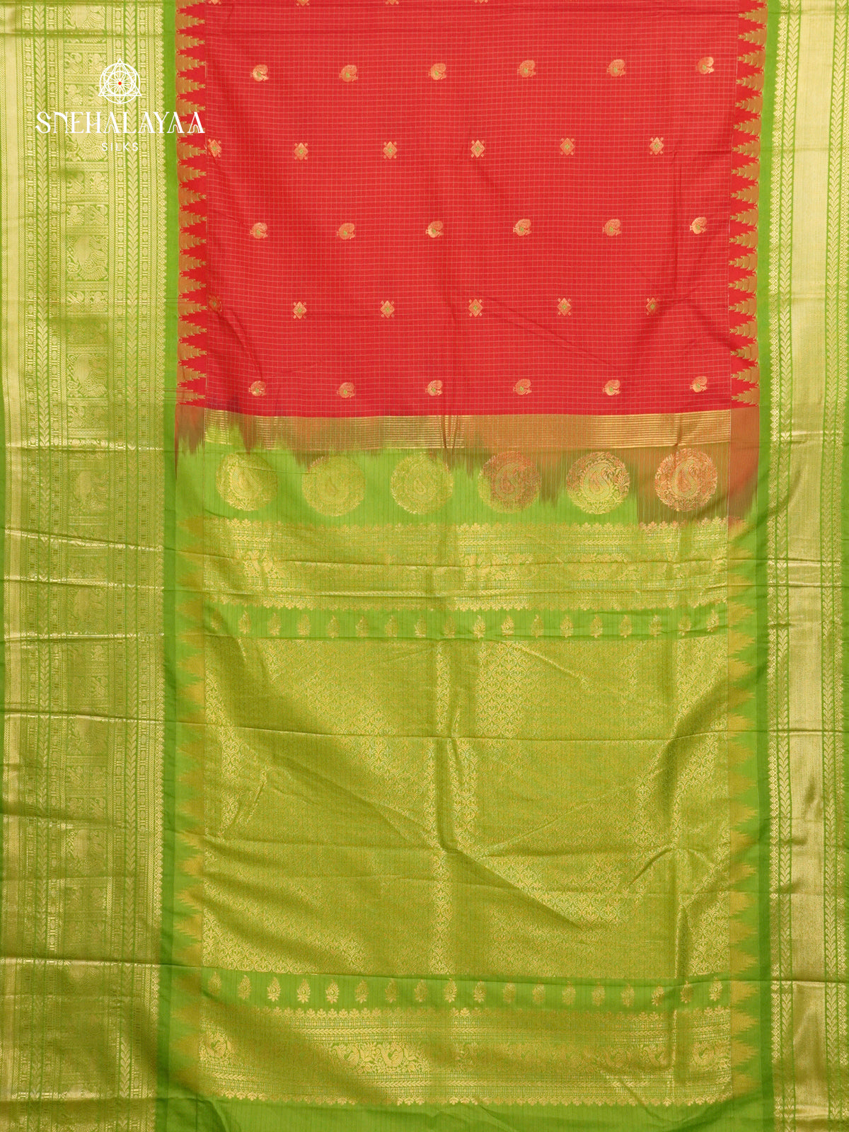 Red Gadwal Silk Saree