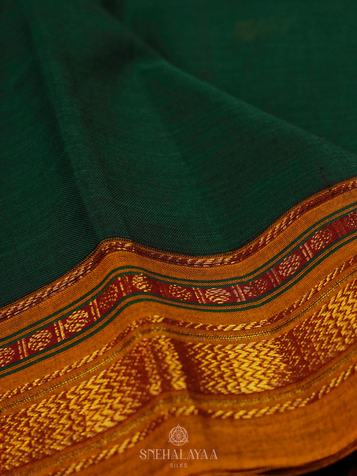 Green Narayanpet Cotton Saree without Blouse