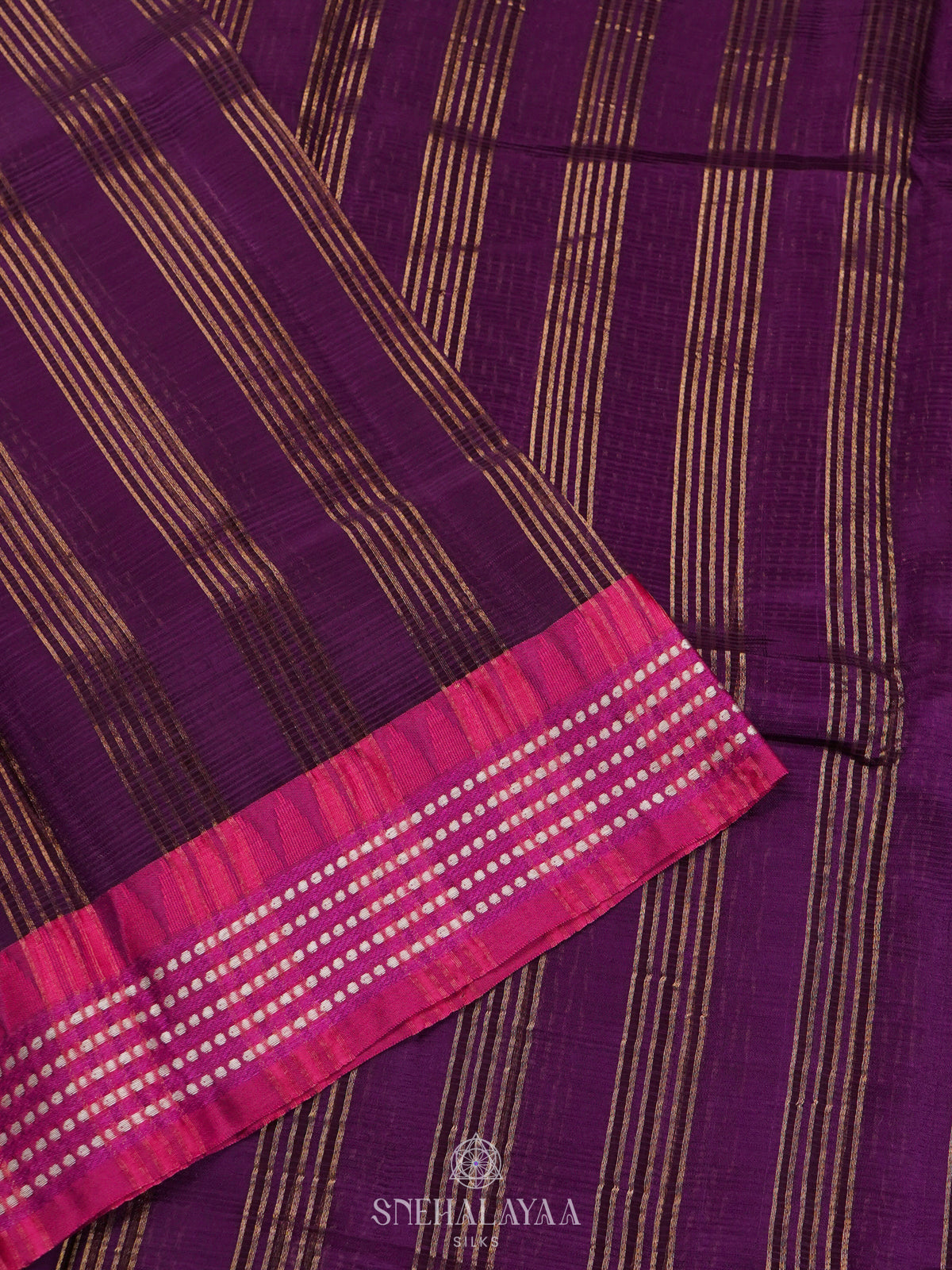 Purple Banaras Kora Silk Saree