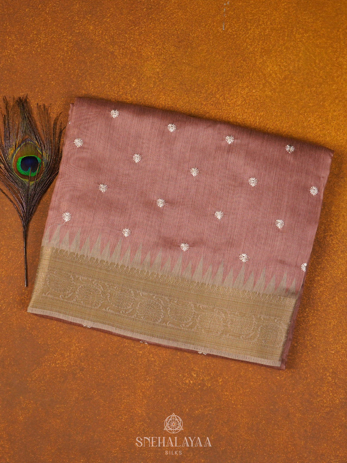 Pale Pink Munga Tussar Saree