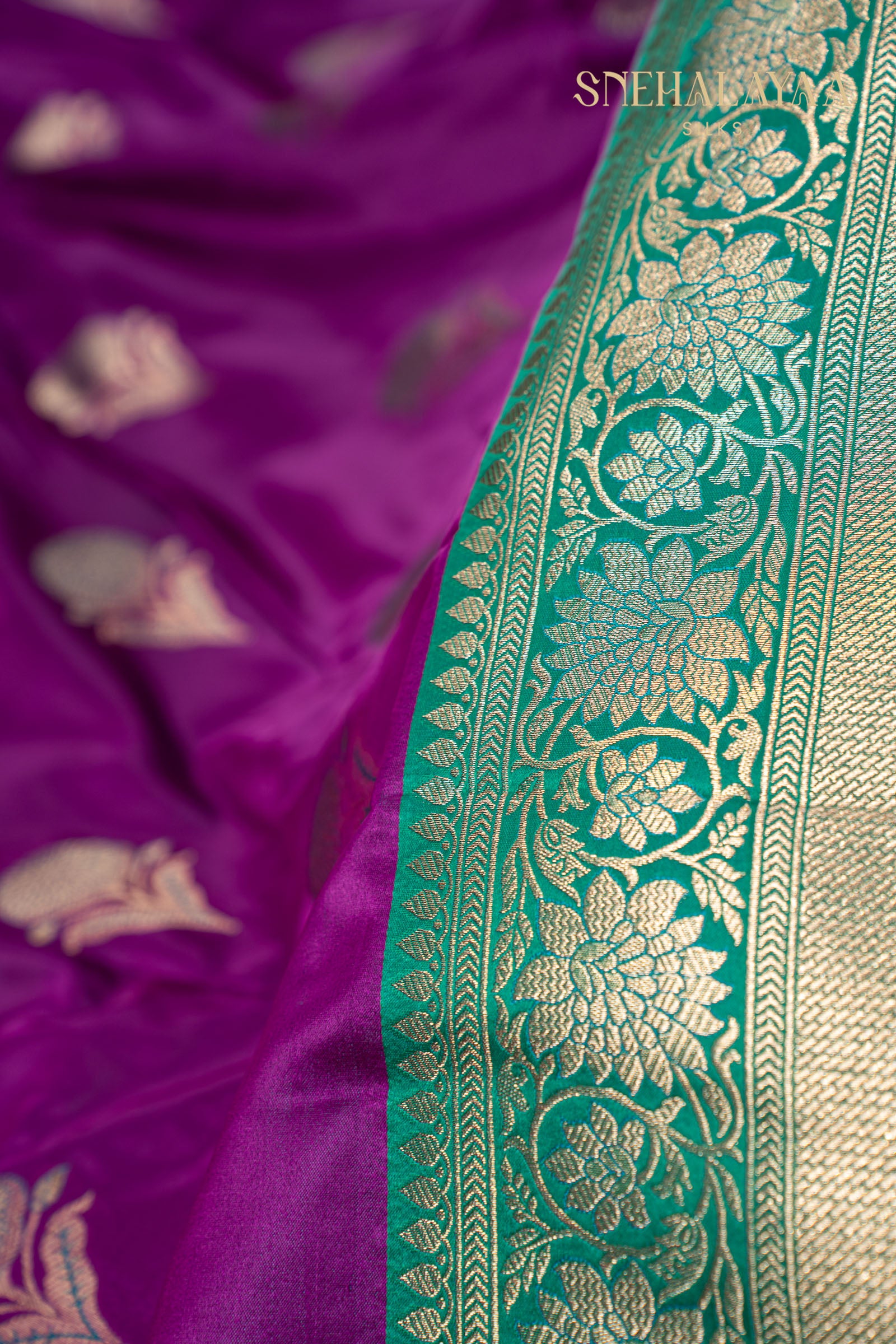 Violet Banaras Silk Saree