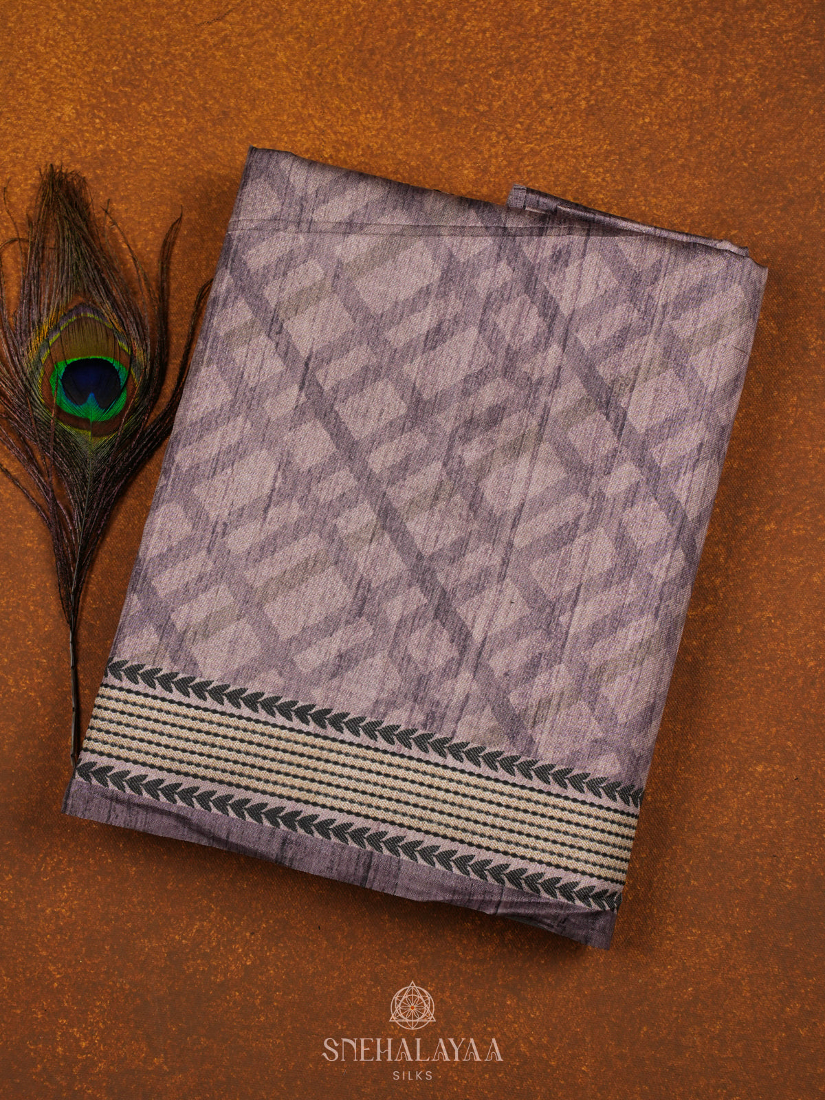Lavender Tussar Embroidery Saree
