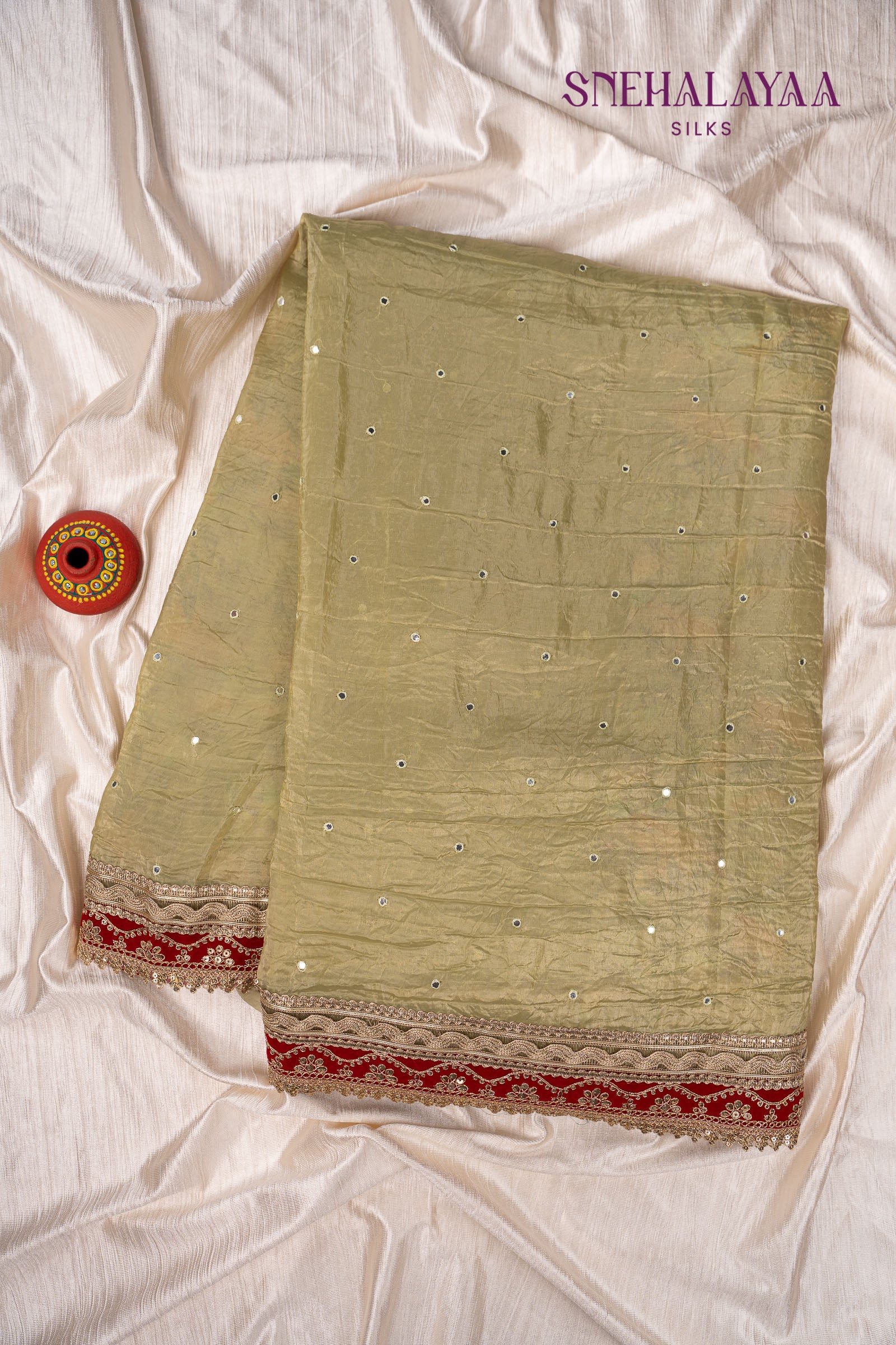 Olive Green Designer Saree