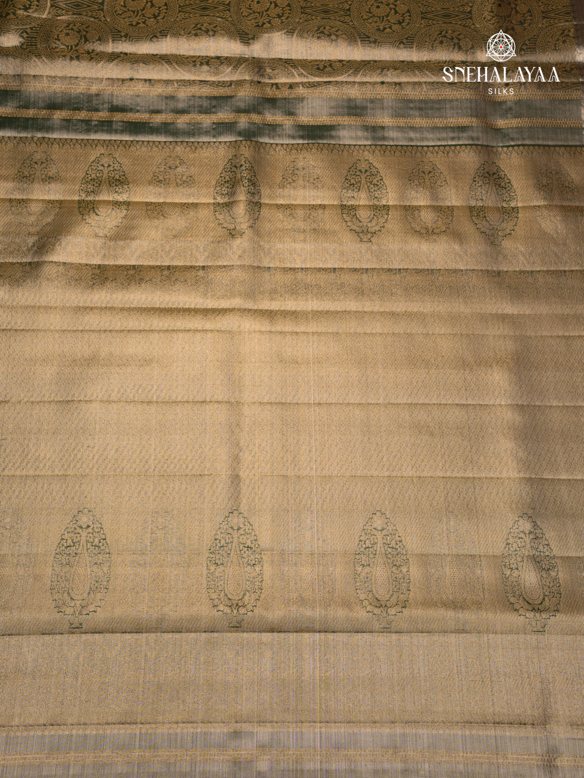 Olive Green Kanjivaram Silk Saree