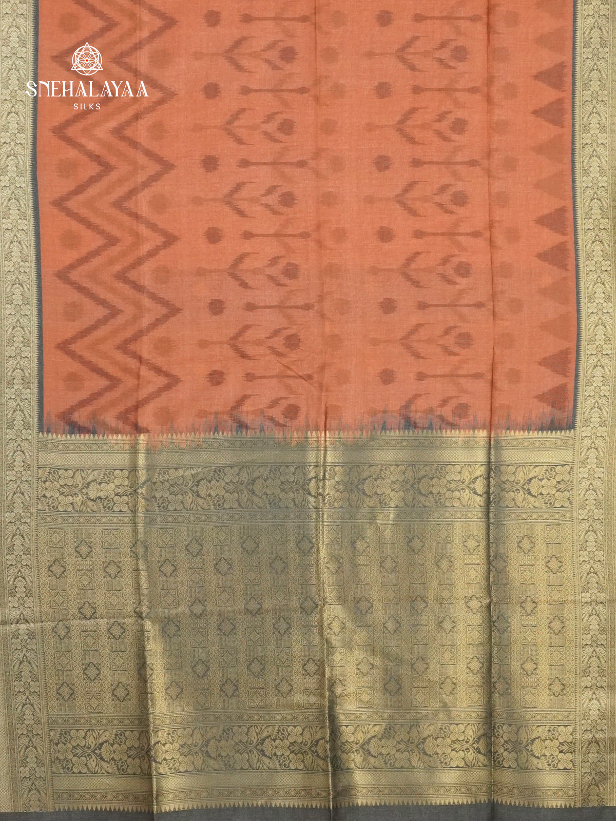 Orange Jute Saree