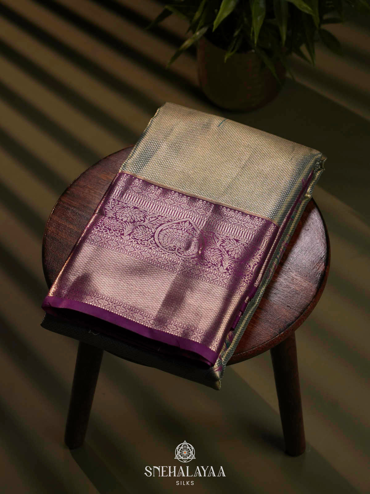 Antique Gold Art Silk Saree