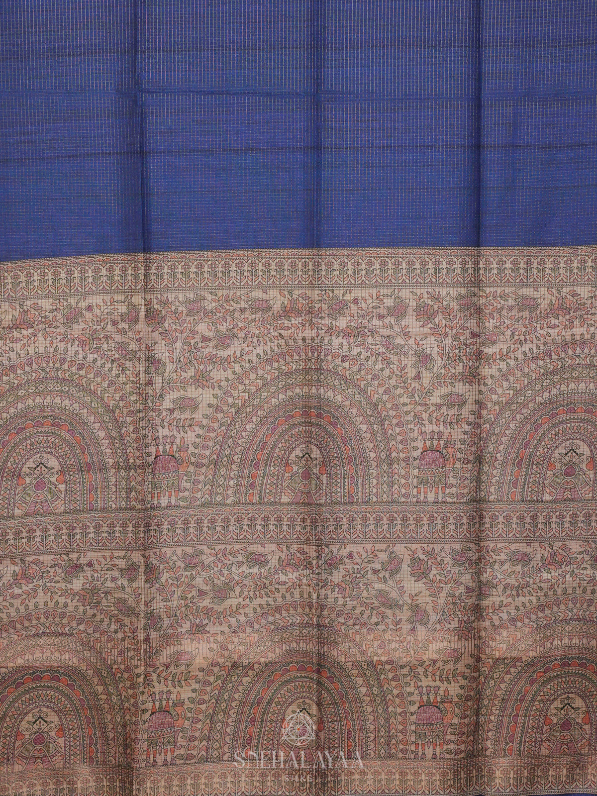 Navy Blue Tussar Saree