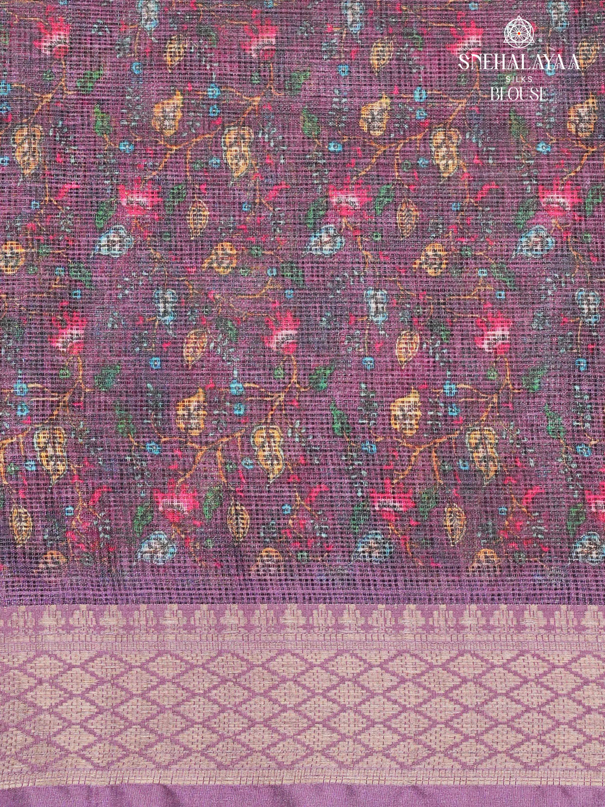 Lavender Printed Kota Saree