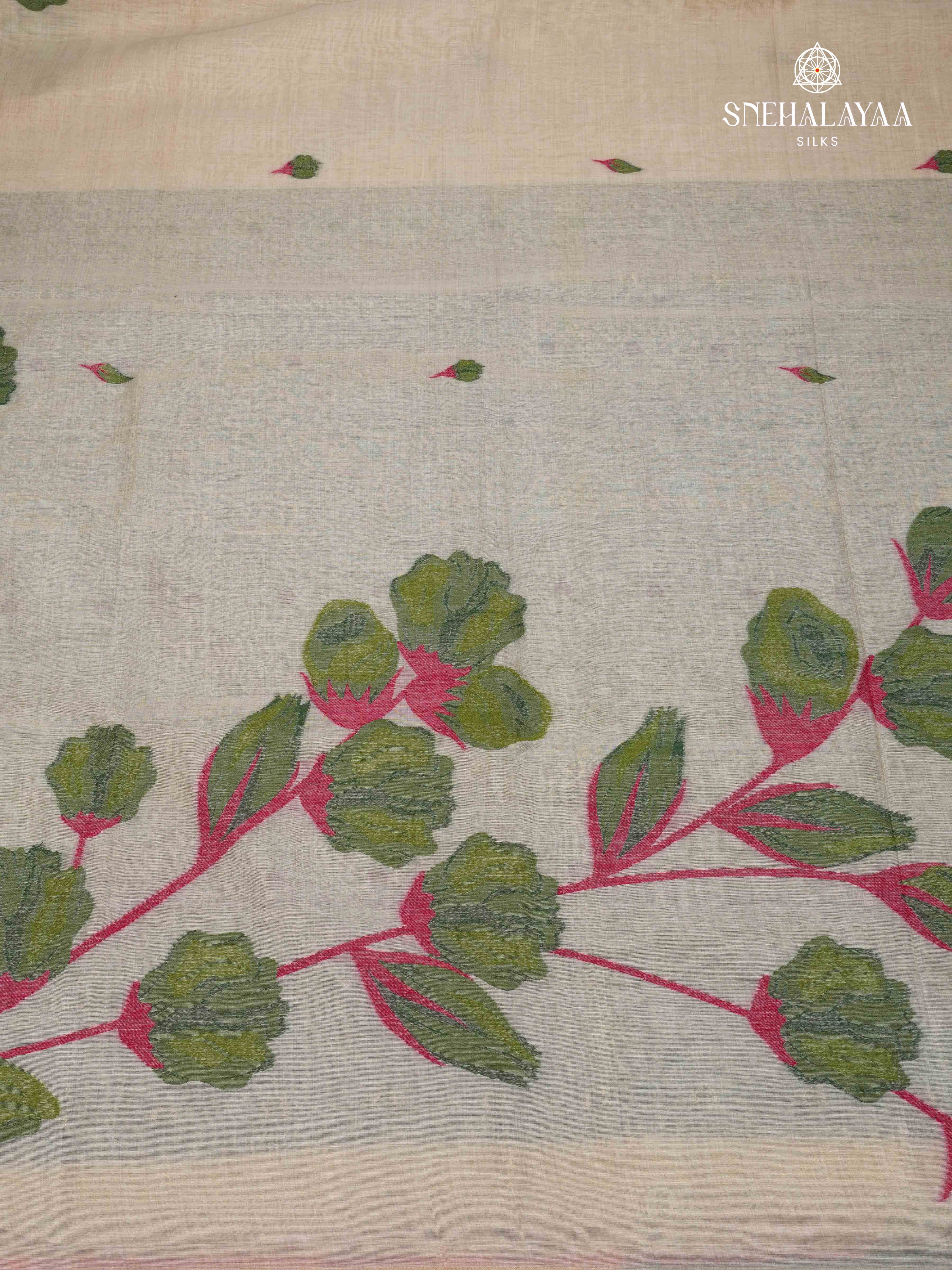 Beige Munga Cotton Saree