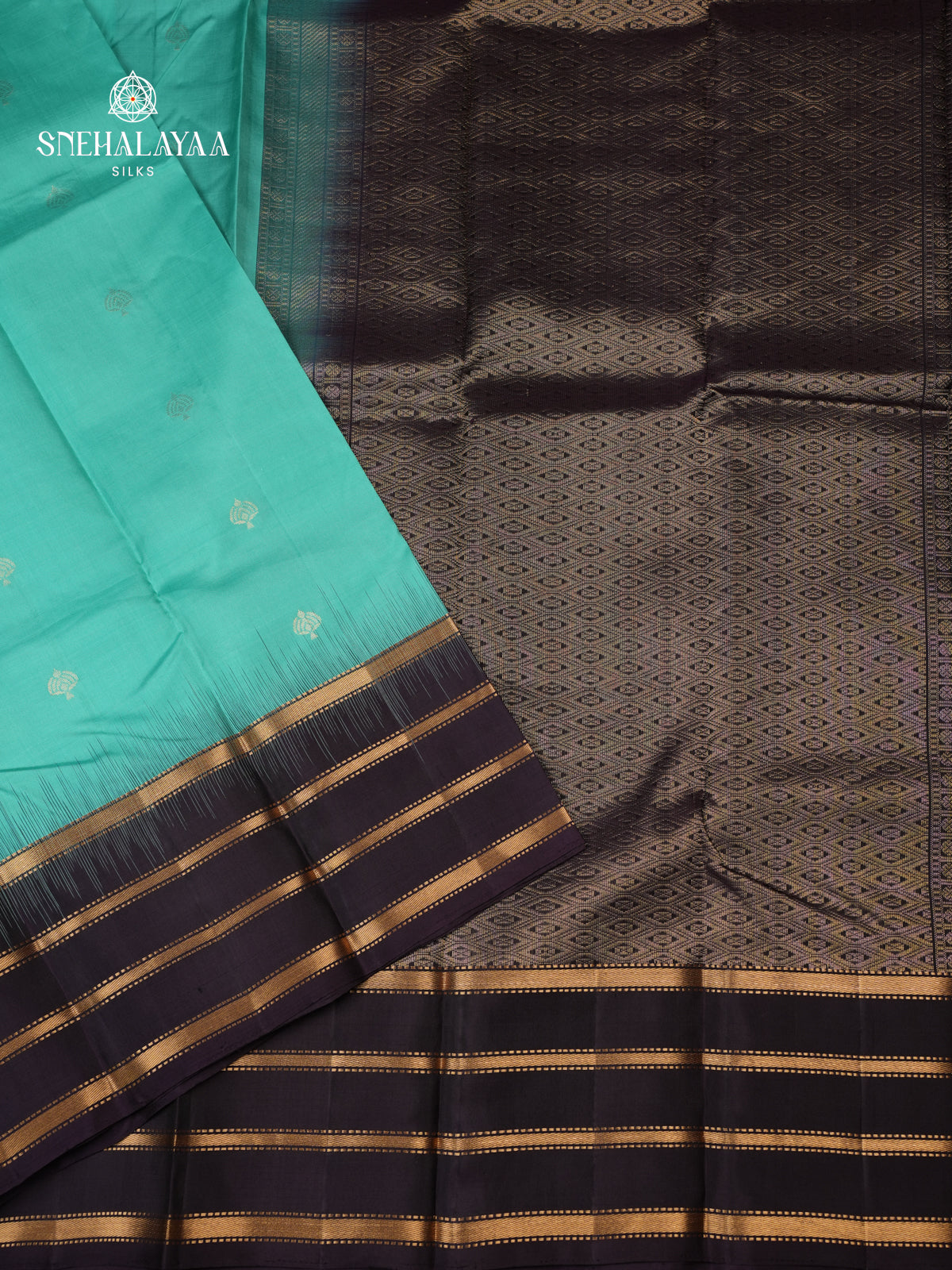 Teal Blue Kanjivaram Silk Saree