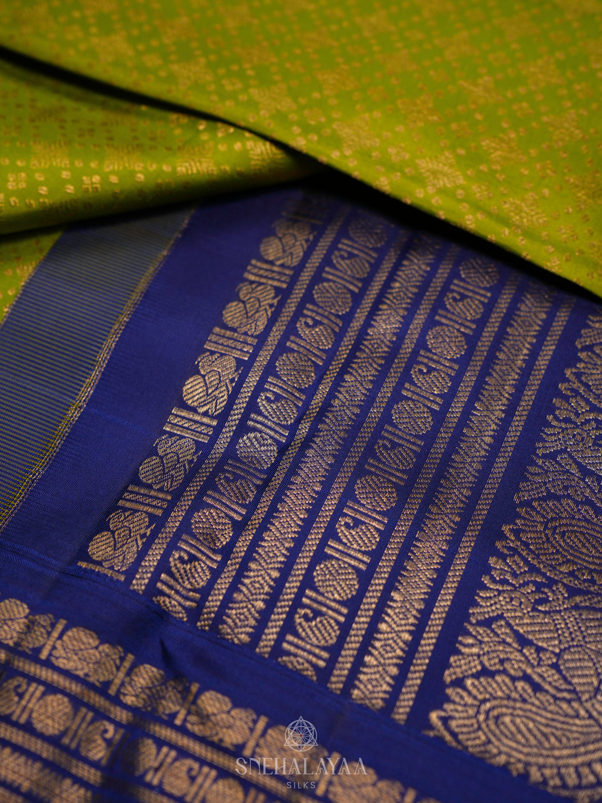 Lime Green Kanjivaram Silk Saree