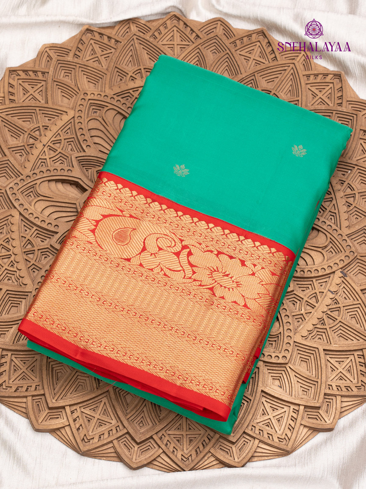 Teal Green Korvai Kanjivaram Silk Saree