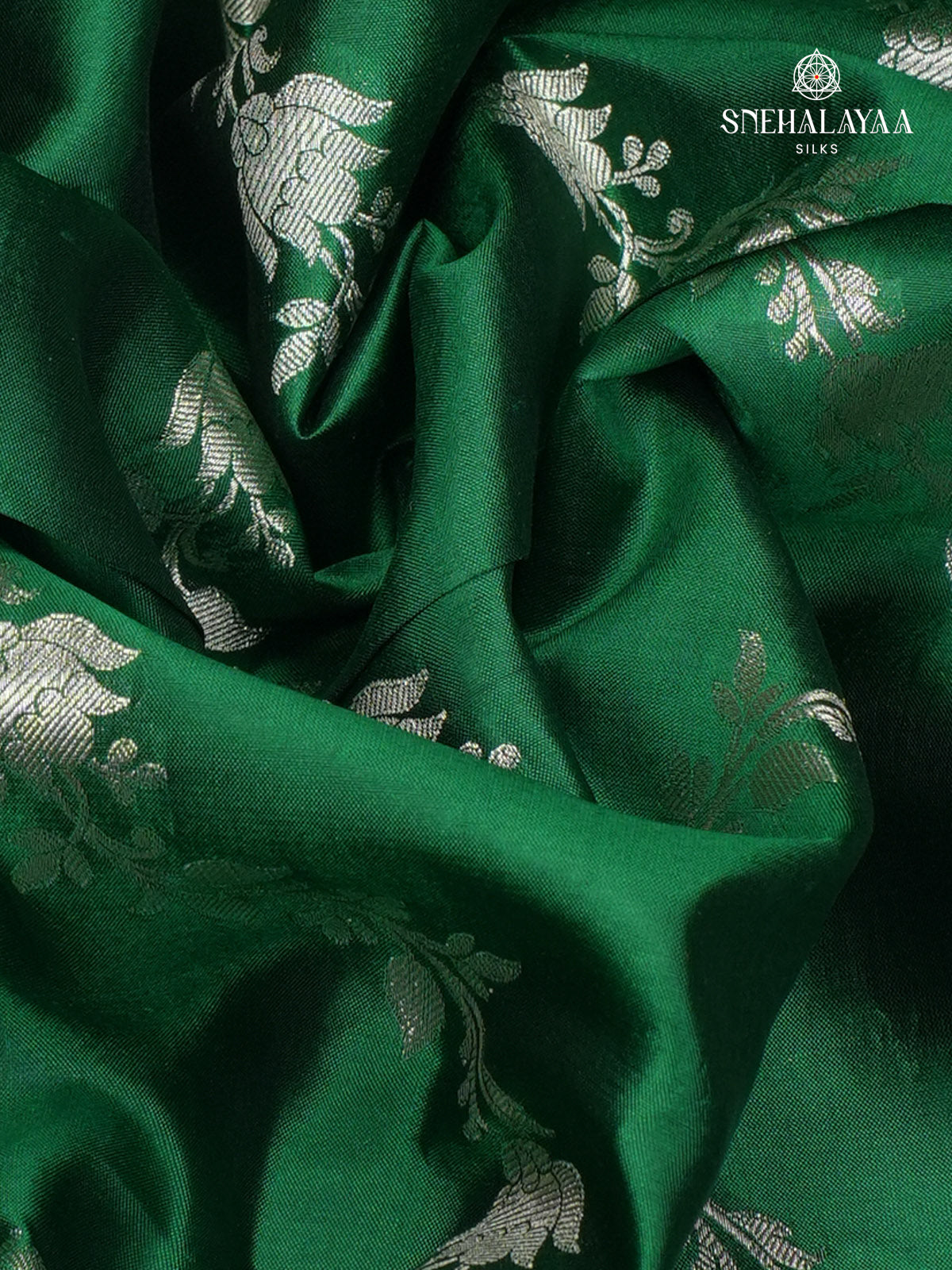 Emerald Green Banaras Dupion Silk Saree