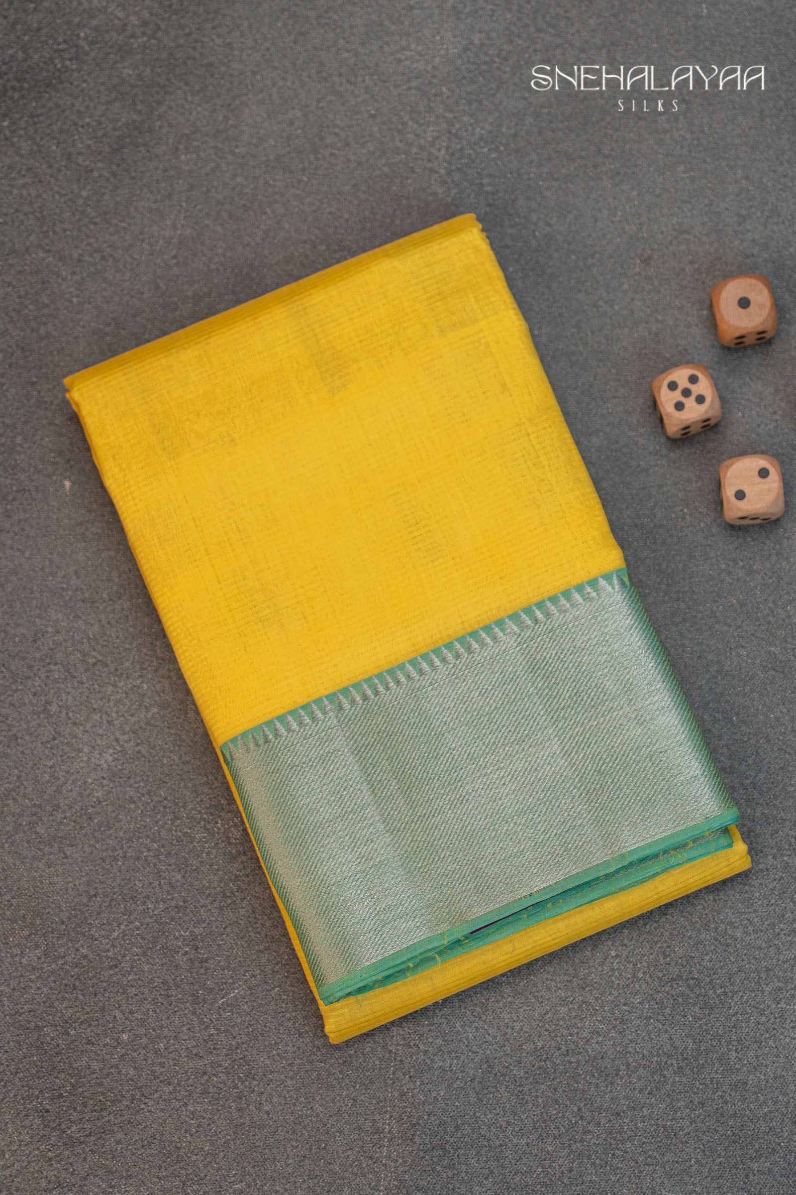 Yellow Mangalgiri Silk Saree