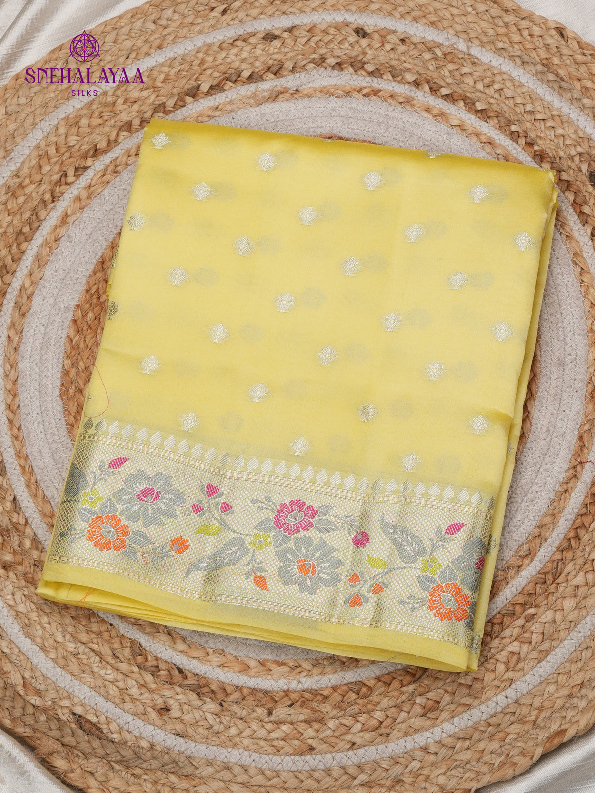 Yellow Banaras Dupion Silk Saree