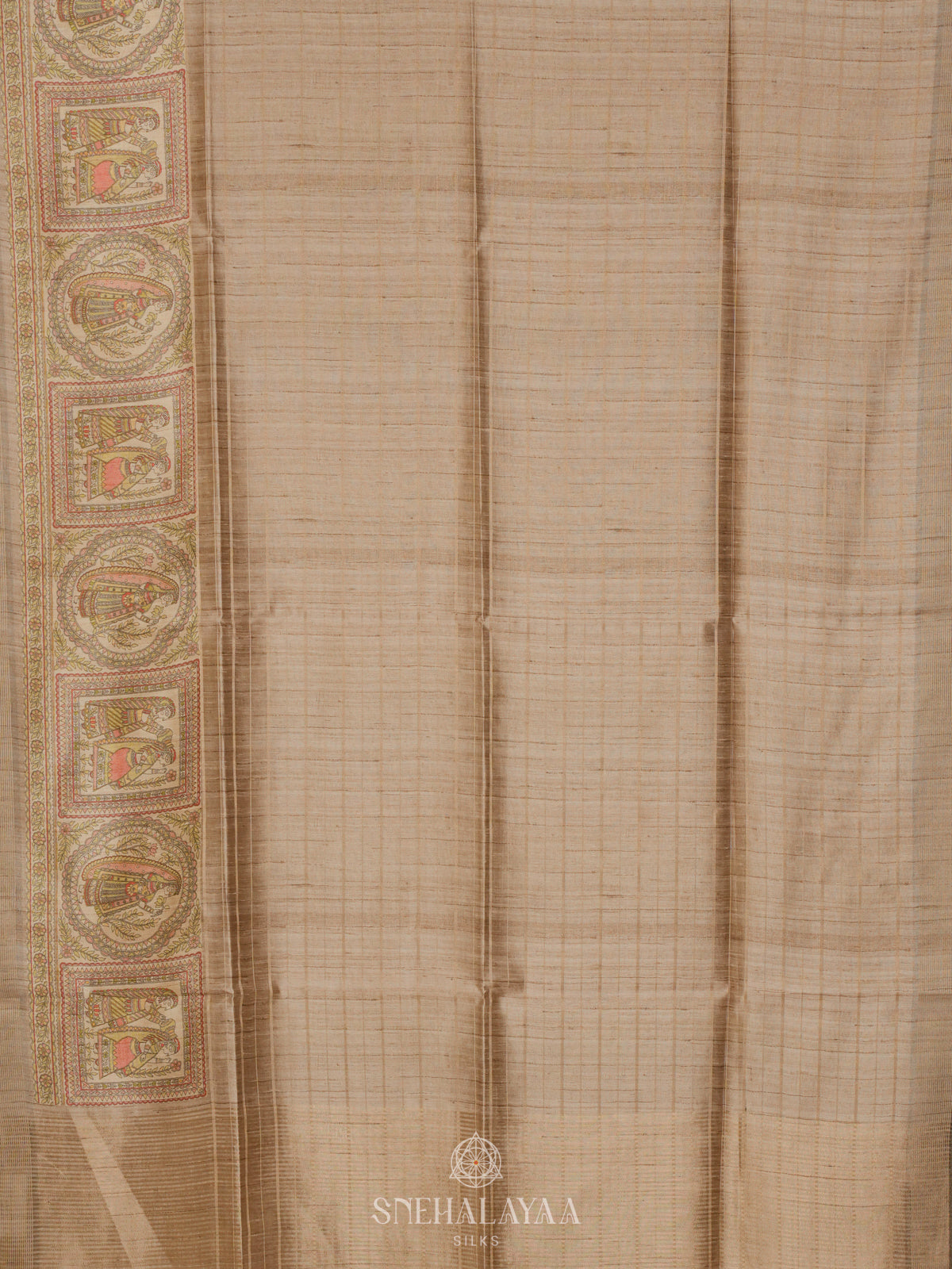 Beige Tussar Saree