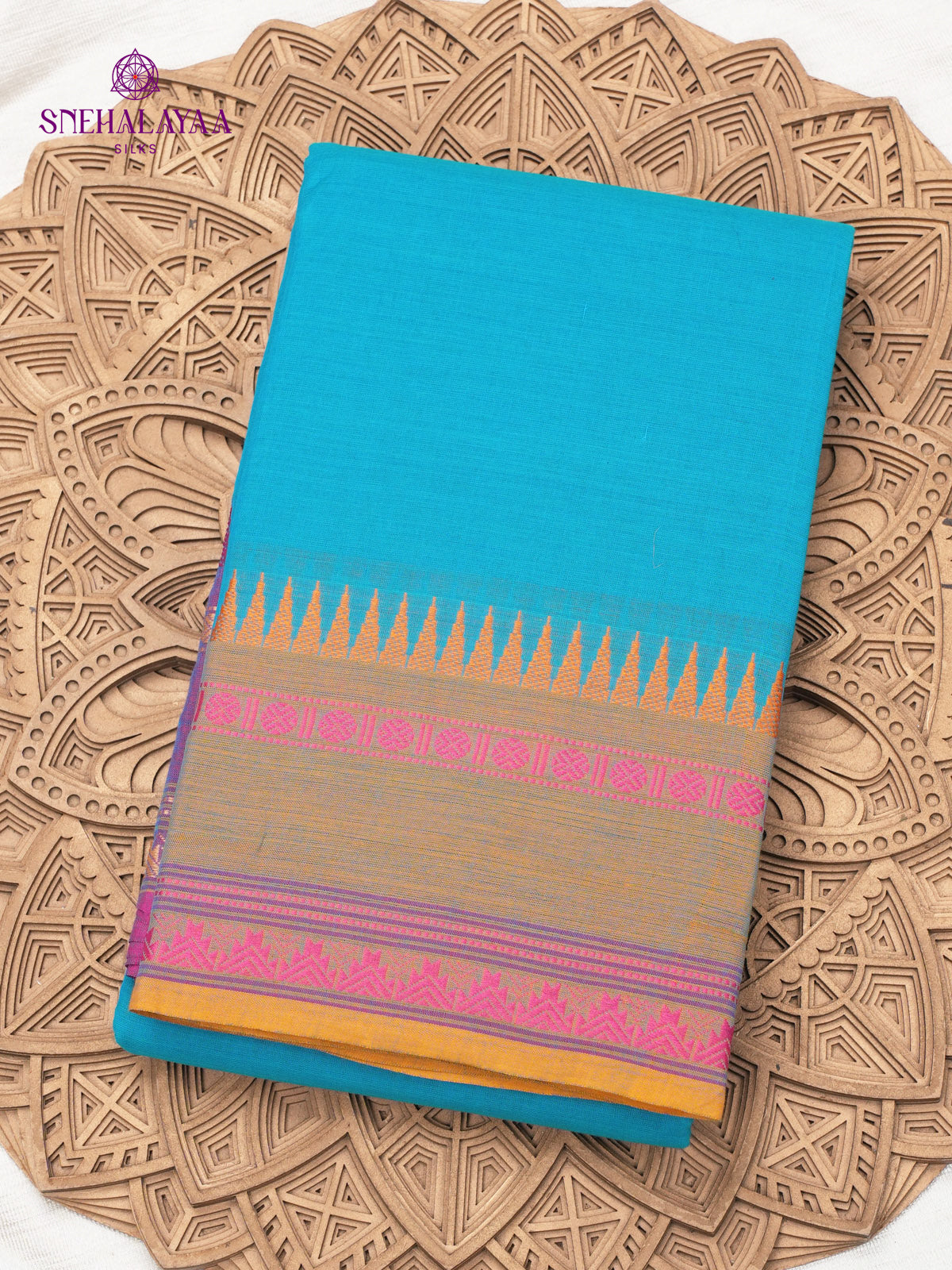 Sky Blue Chettinad Cotton Saree