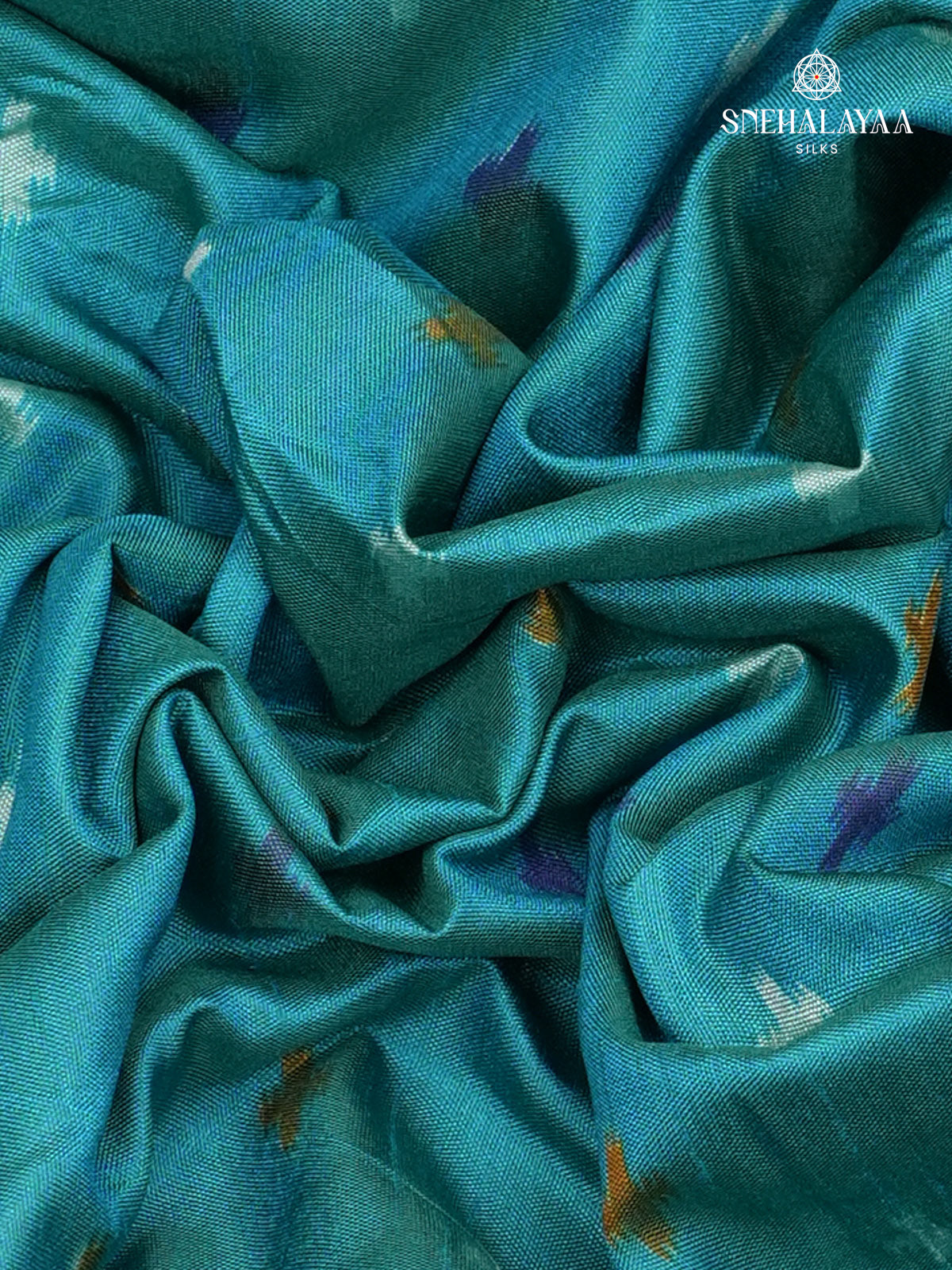 Teal Blue Ikat Saree