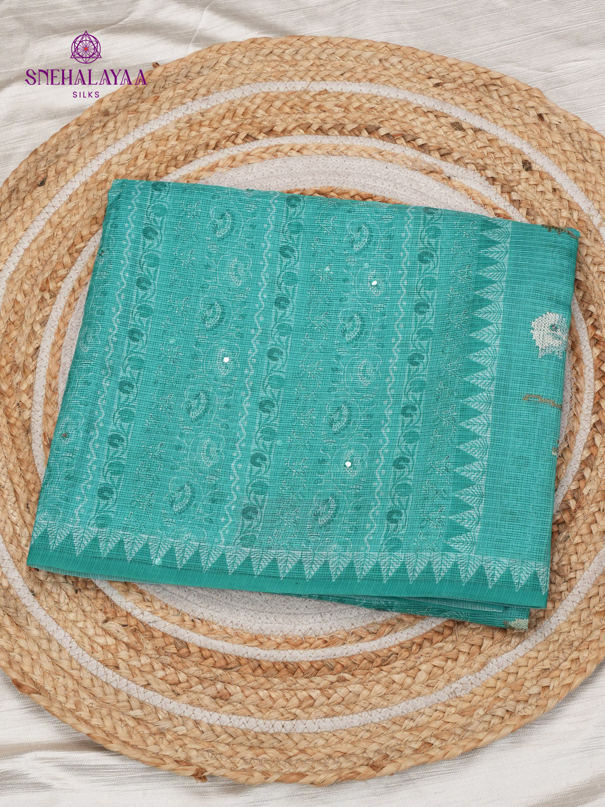 Sky Blue Kota Embroidery Saree