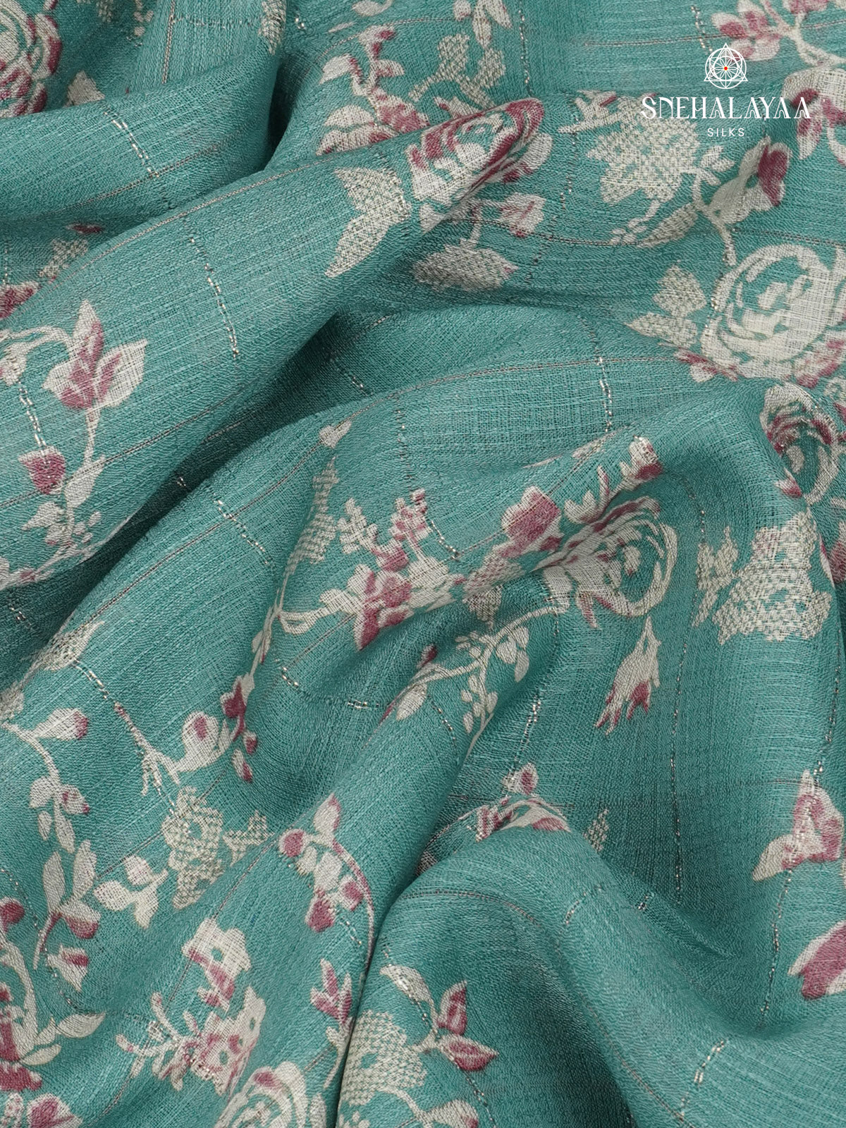 Teal Blue Dola Silk Saree