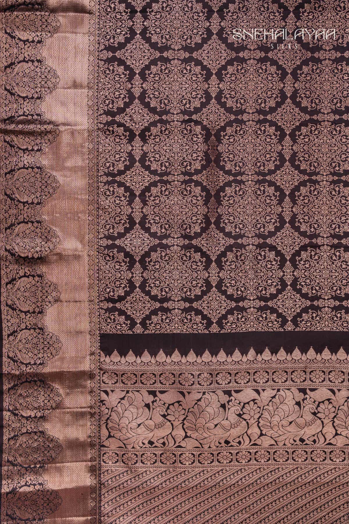 Dark Brown Kancheevaram Silk Saree