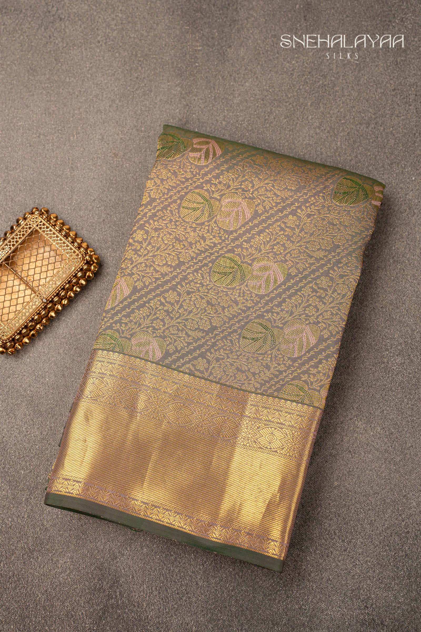 Sage Green Kancheevaram Silk Saree