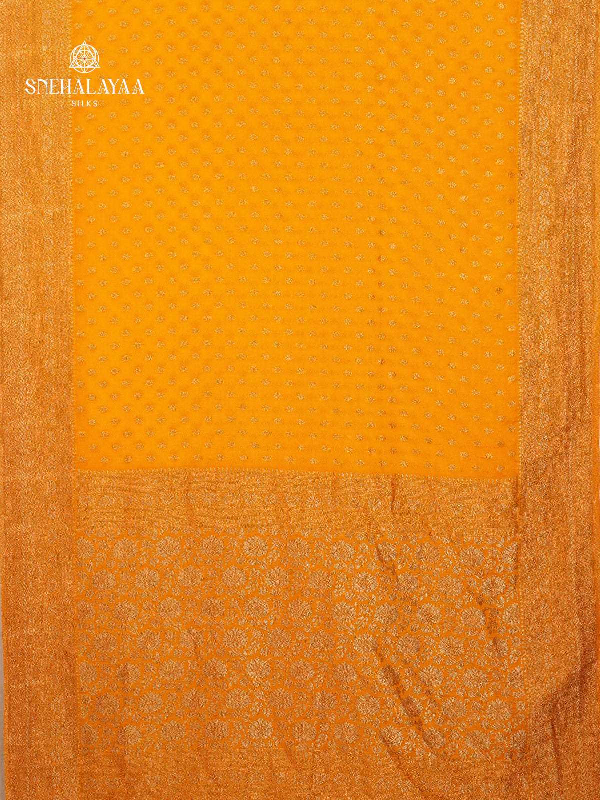 Mango Yellow Banaras Crepe Silk Saree
