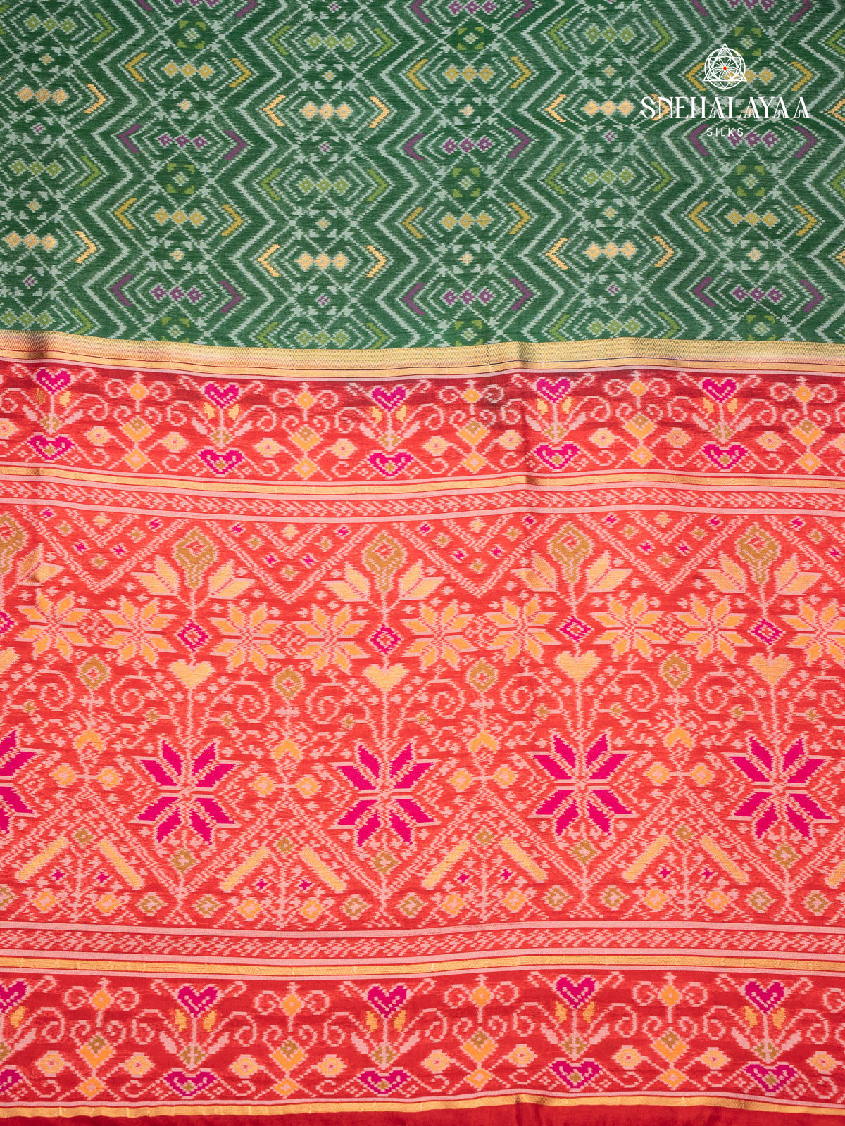 Green Ikat Silk Saree