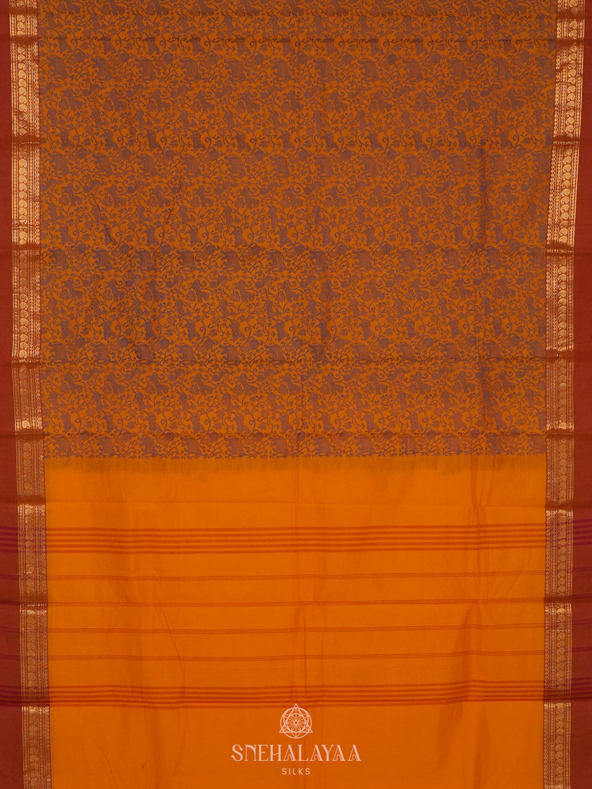 Mustard Yellow Chettinad Cotton Saree