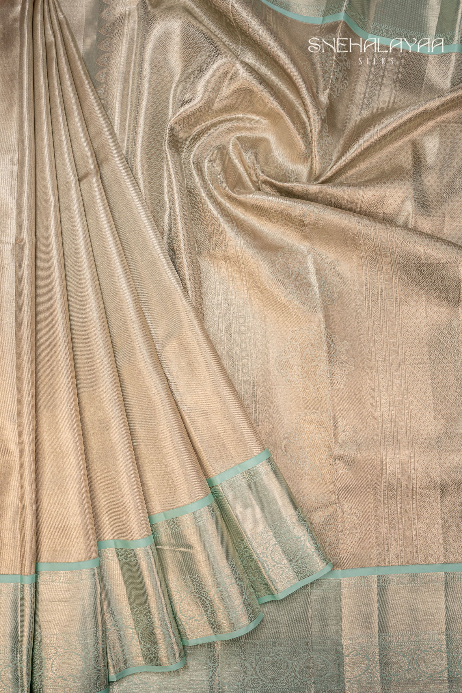 Cream Tissue Kancheevaram Silk Saree