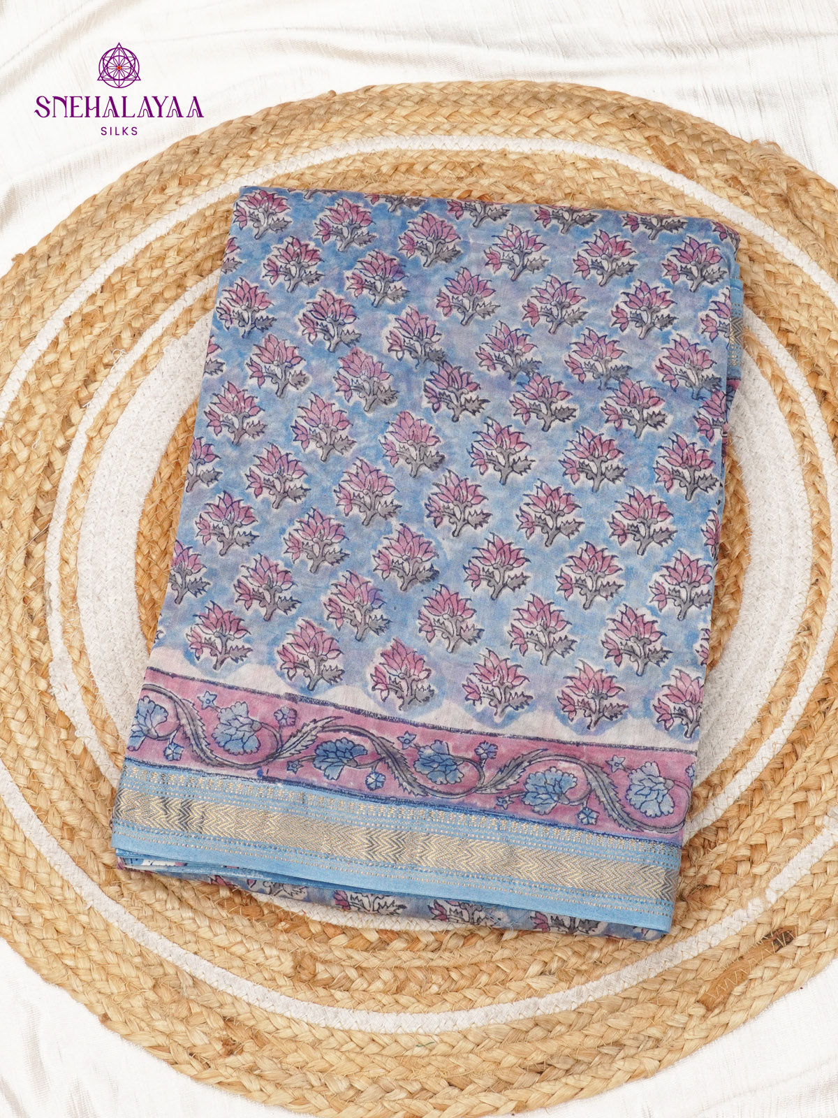 Pastel Blue Chanderi Saree