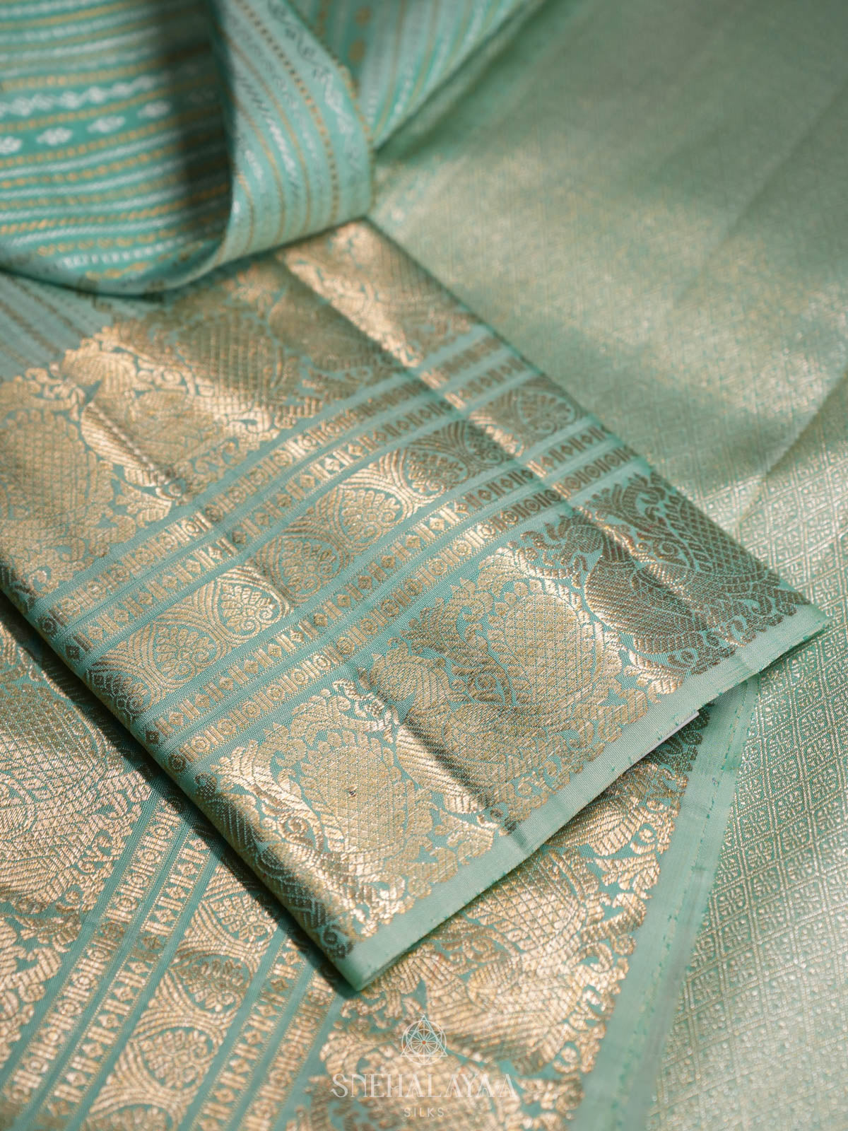 Seafoam Green Kanjivaram Silk Saree