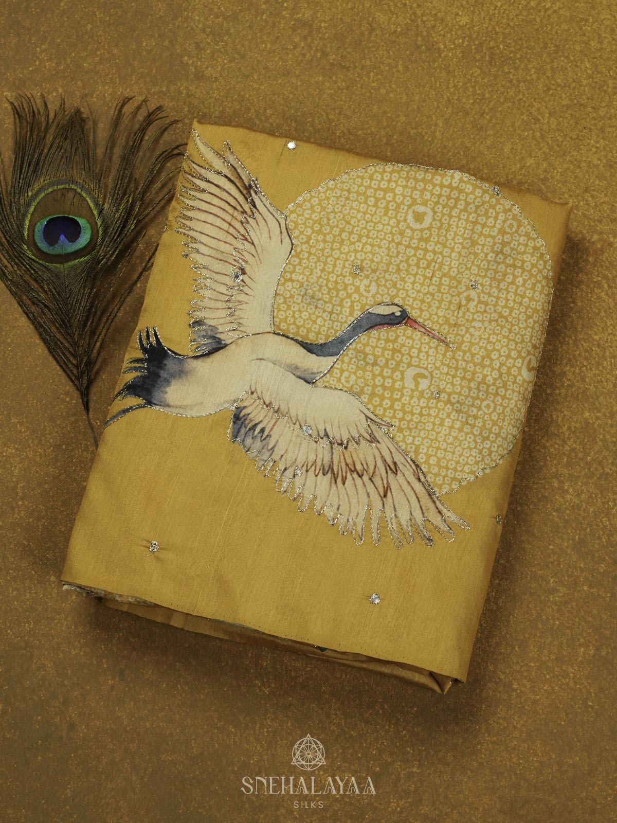 Yellow Raw Silk Embroidery Saree