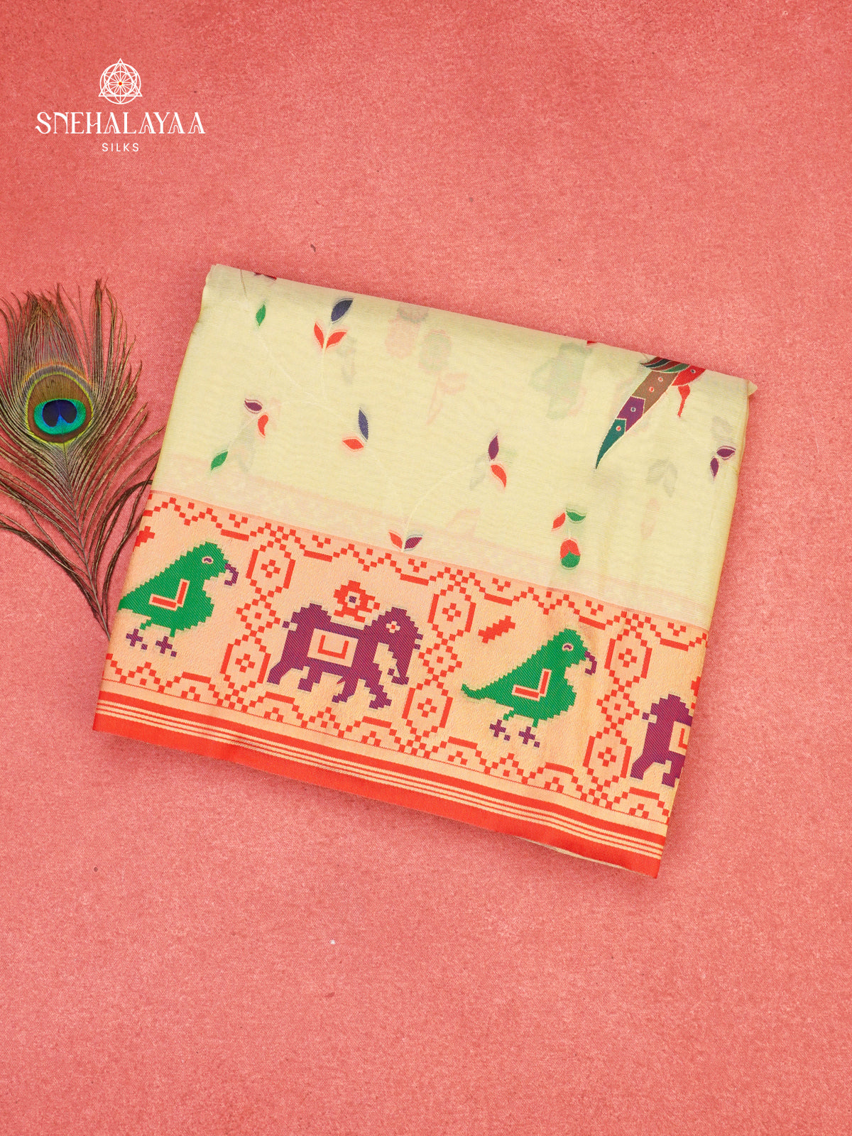 Cream Tissue Paithani Saree