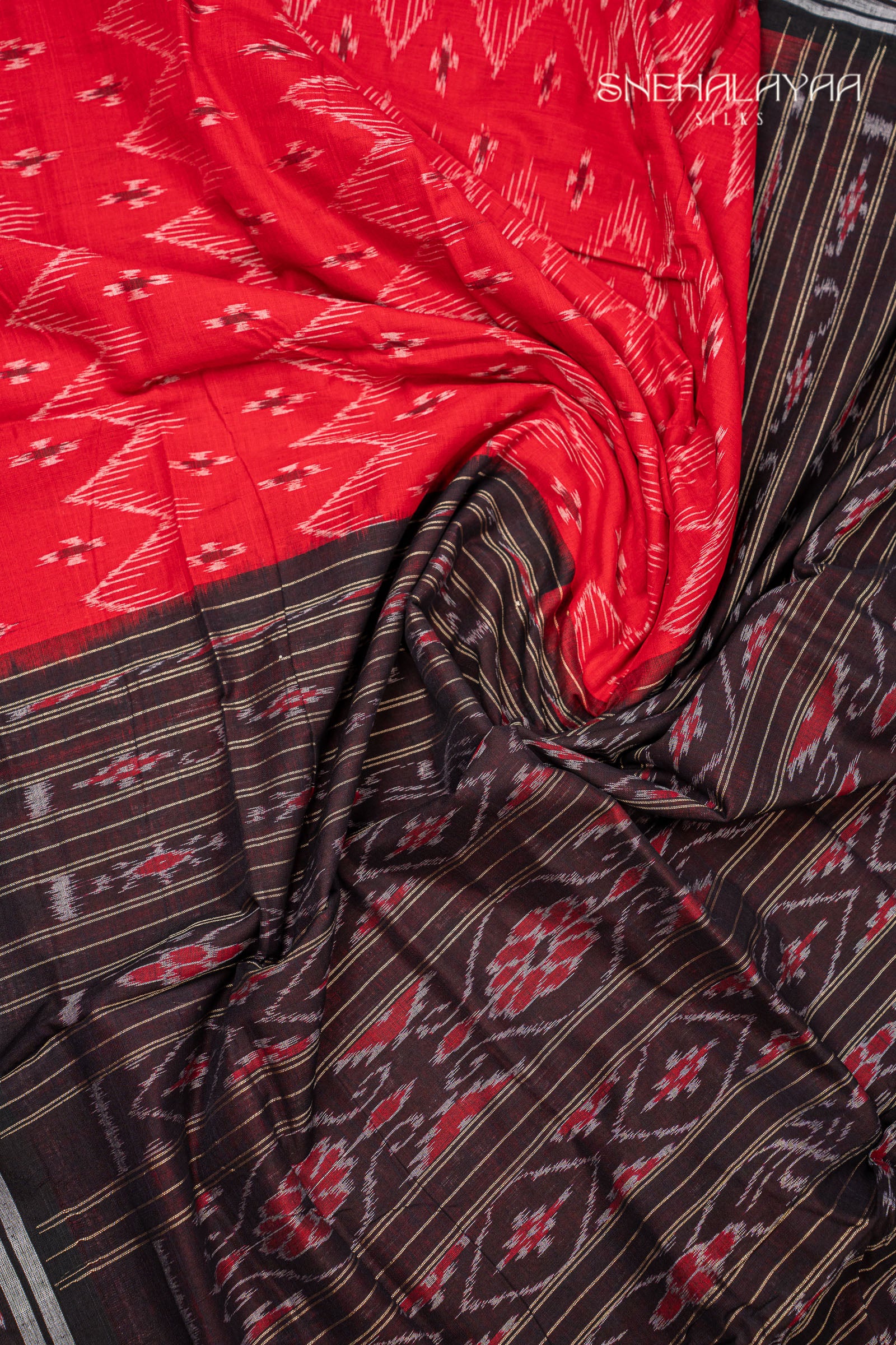 Red Sambalpuri Cotton Saree