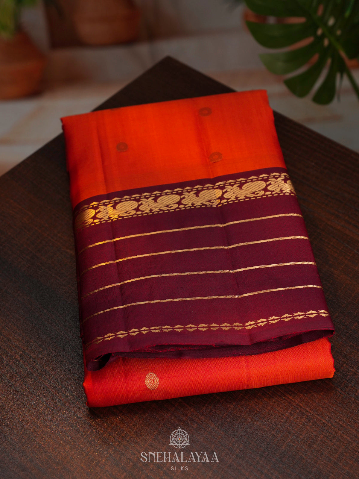 Orange Kanjivaram Silk Saree