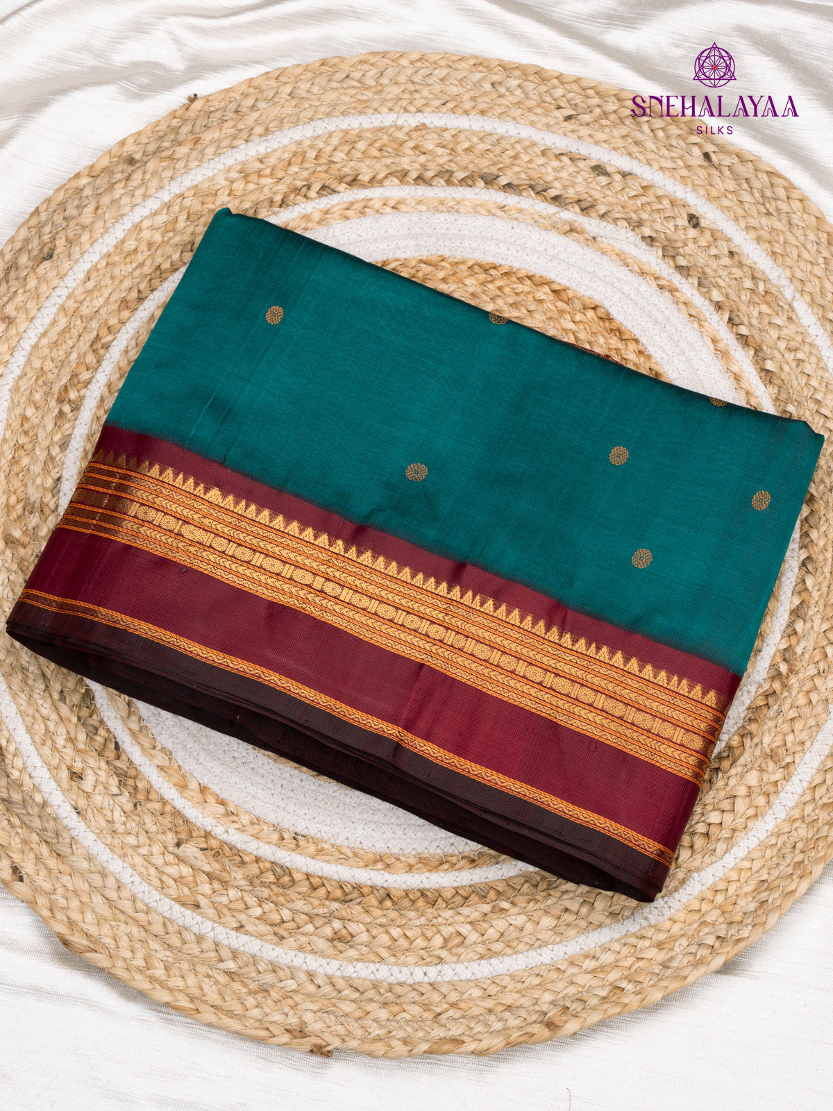 Teal Green Kanchi Silk Cotton Saree