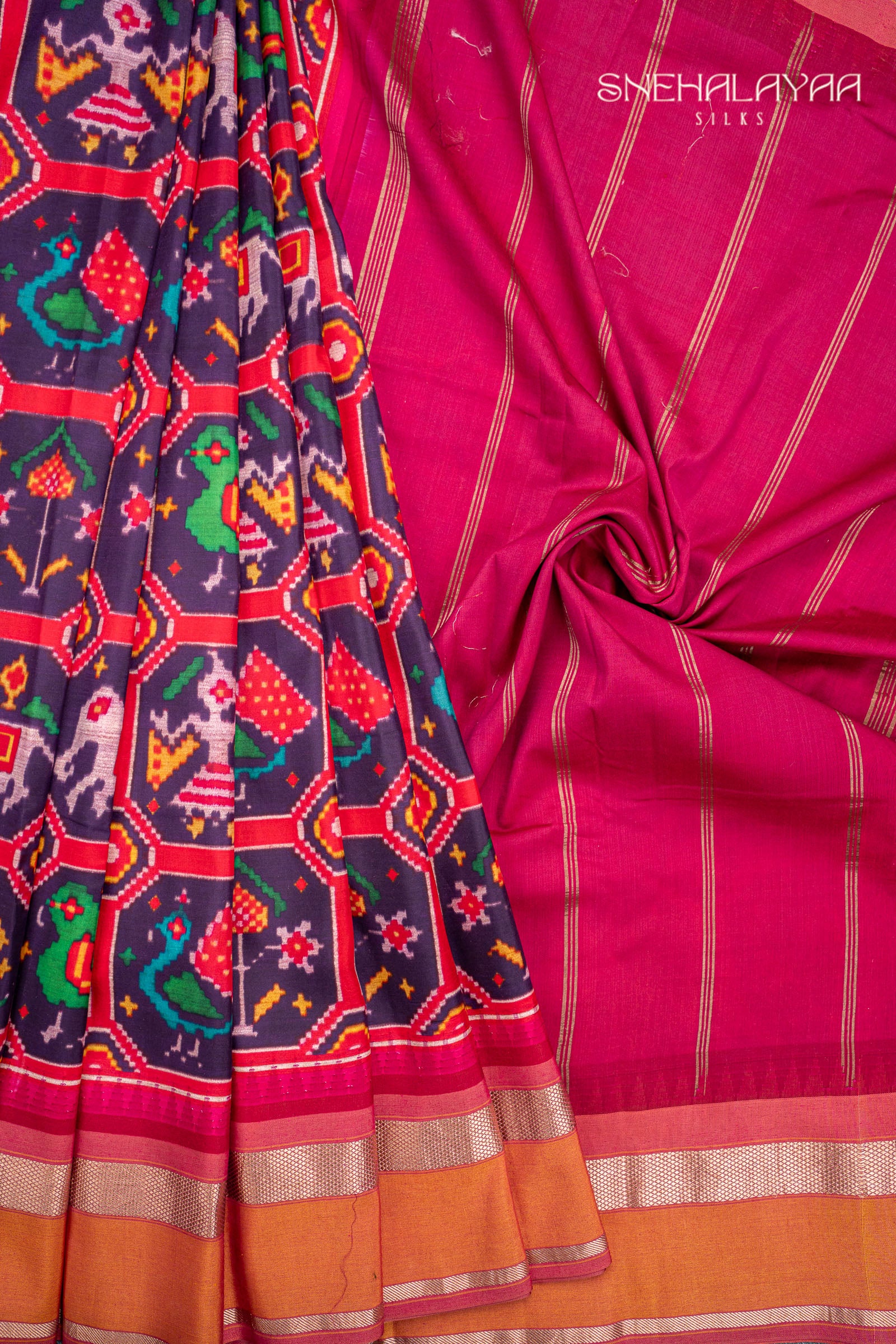 Violet Printed Silk Saree
