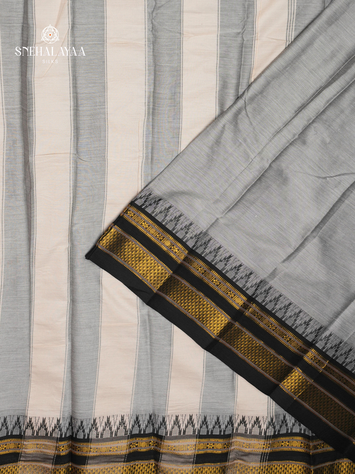 Grey Narayanpet Cotton Saree