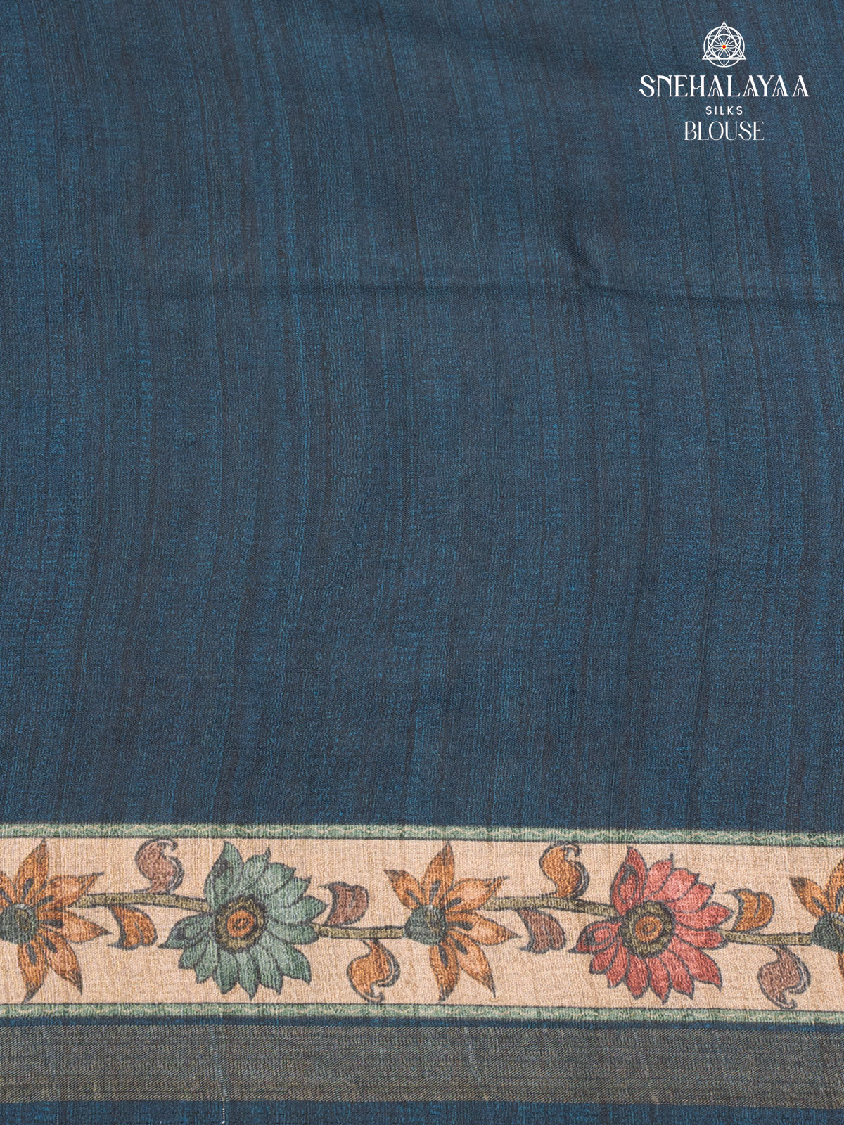 Blue Printed Tussar Saree