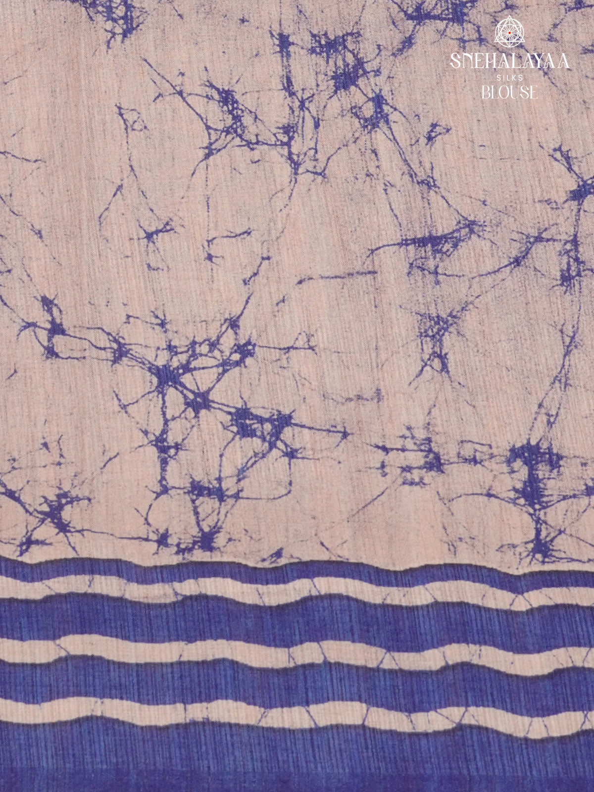 Navy Blue Printed Tussar Saree