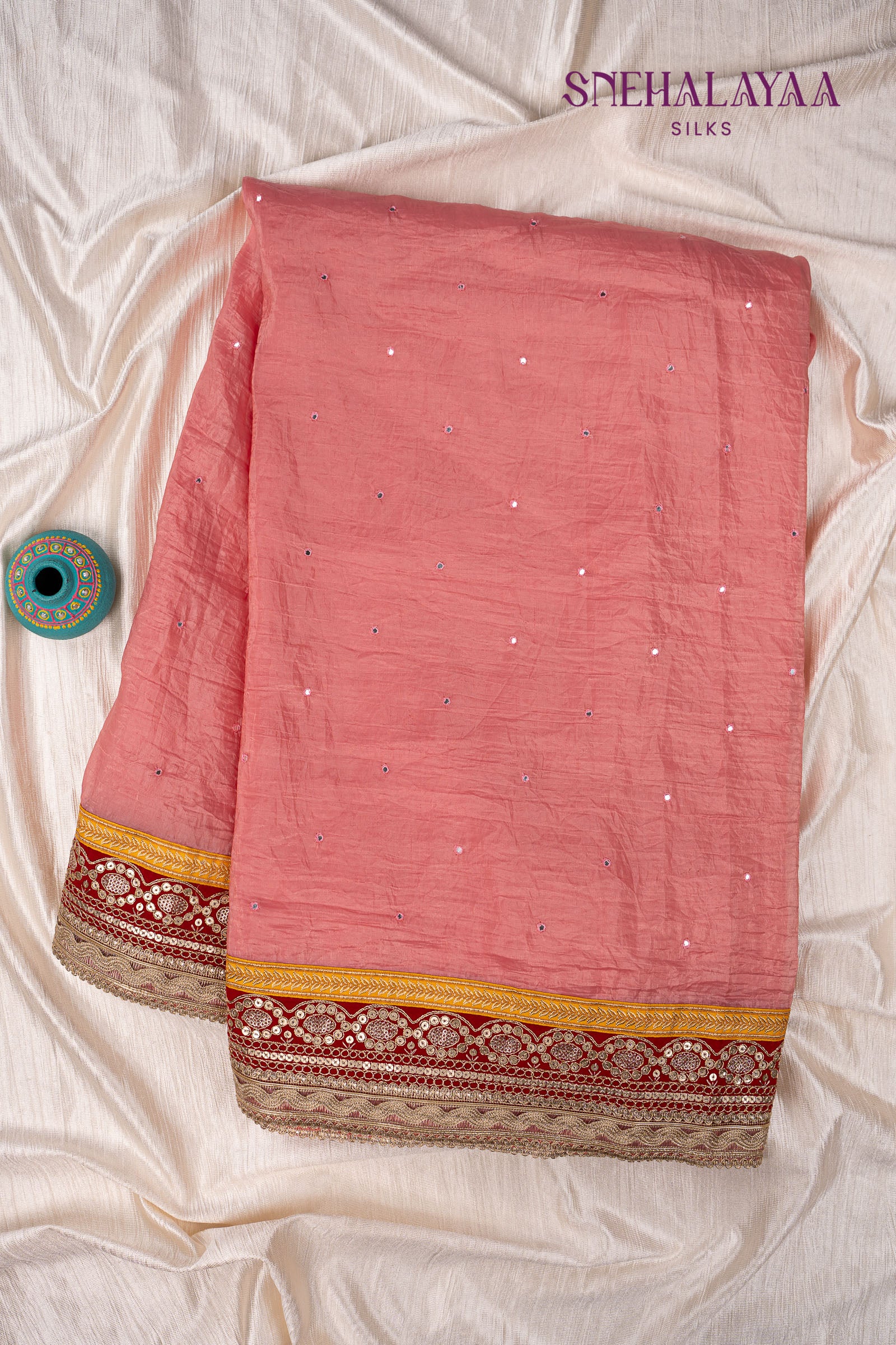 Peach Pink Designer Saree