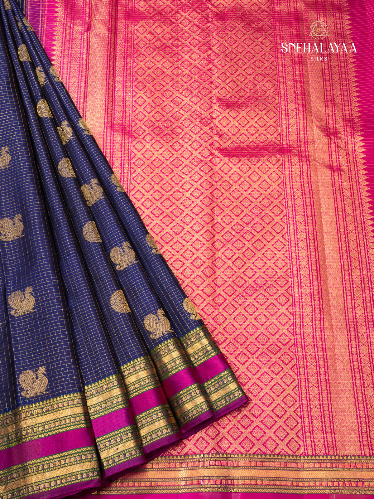 Navy Blue Kanjivaram Silk Saree