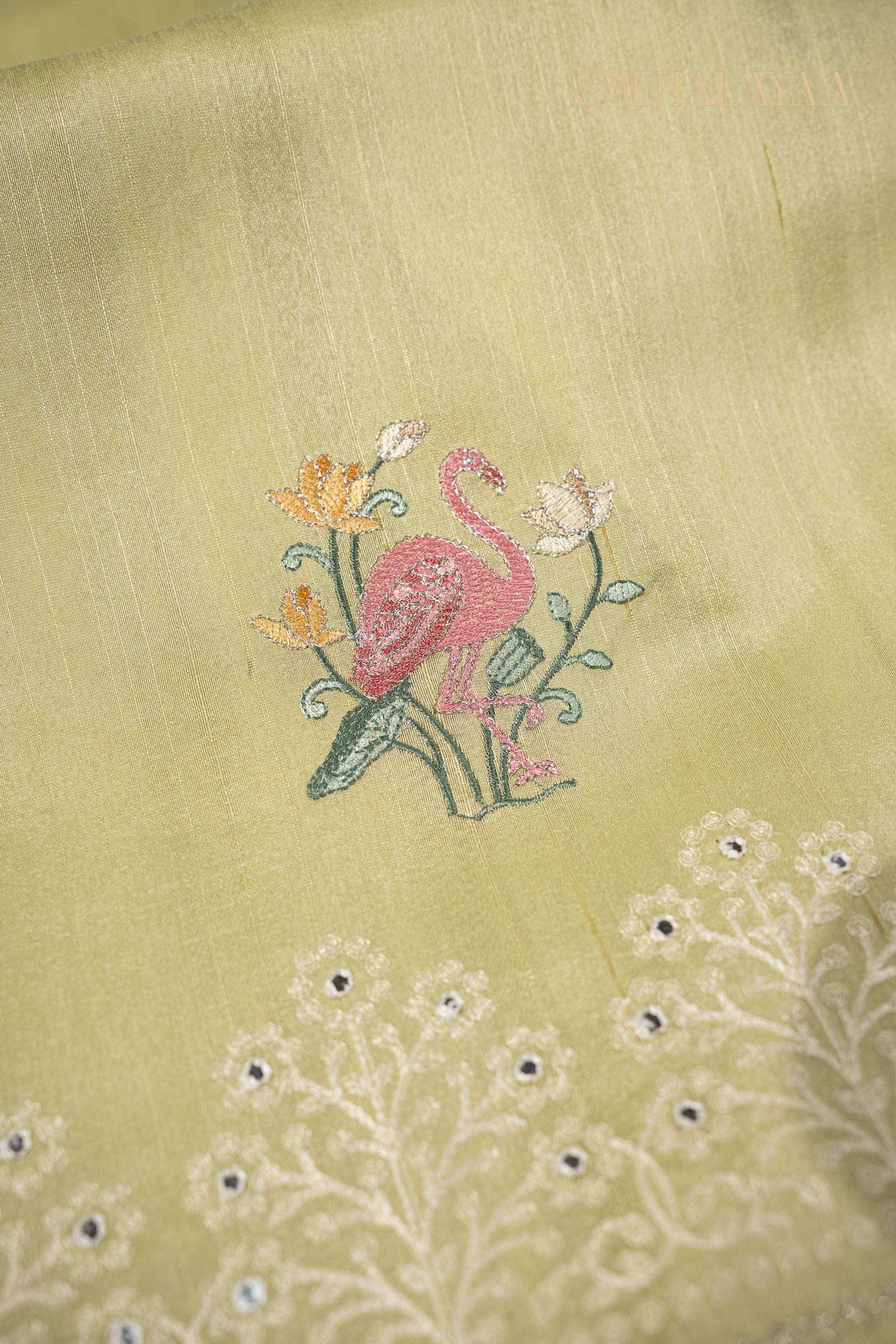 Pistachio Green Raw Silk Saree