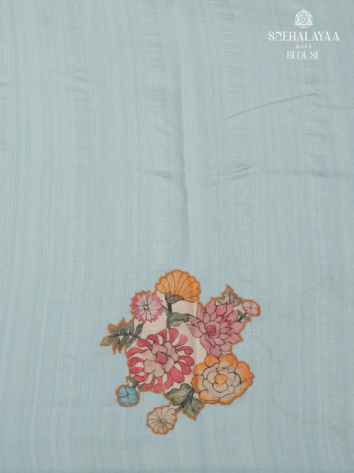 Sky Blue Raw Silk Embroidery Saree