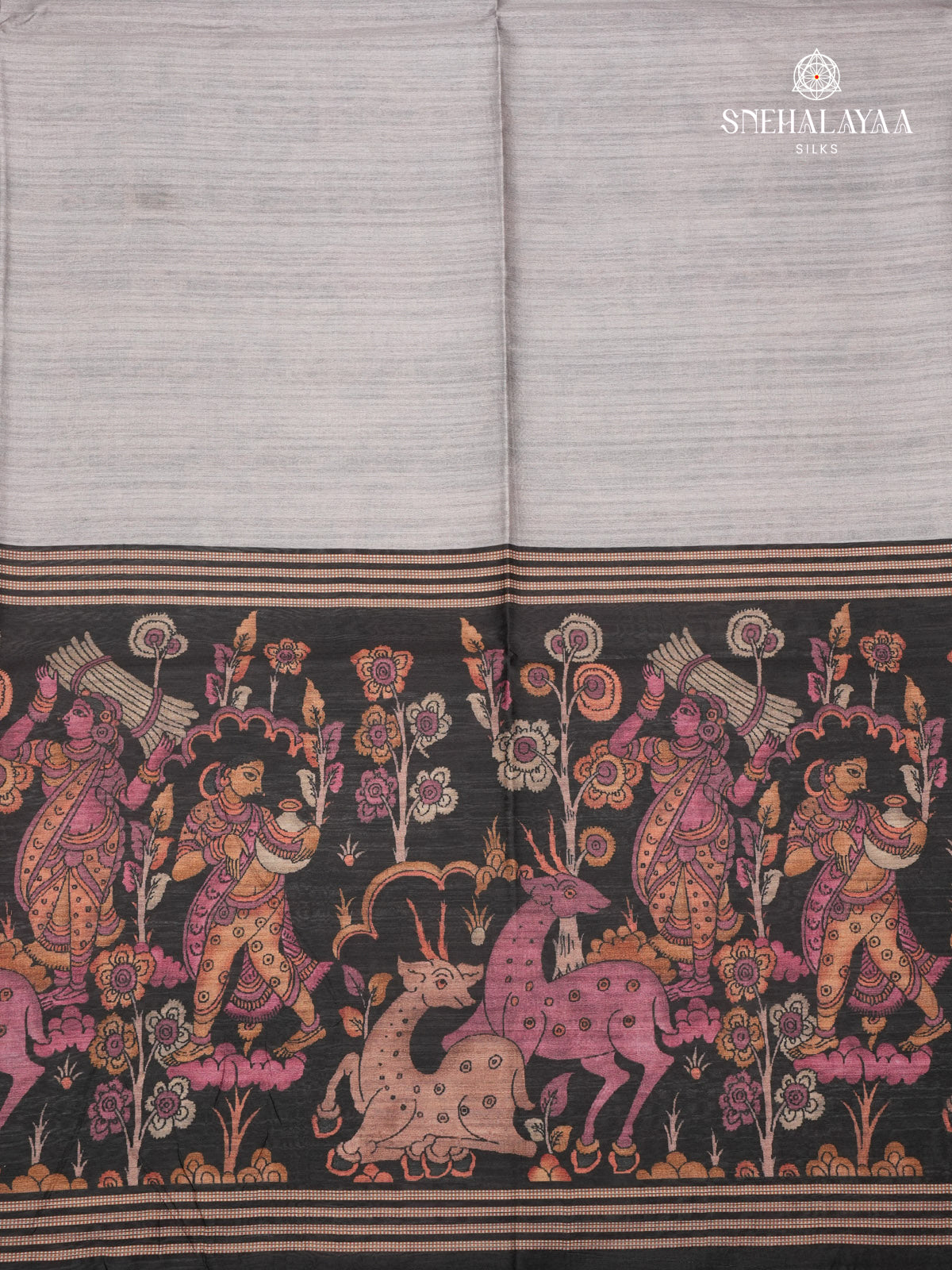 Grey Kalamkari Tussar Saree